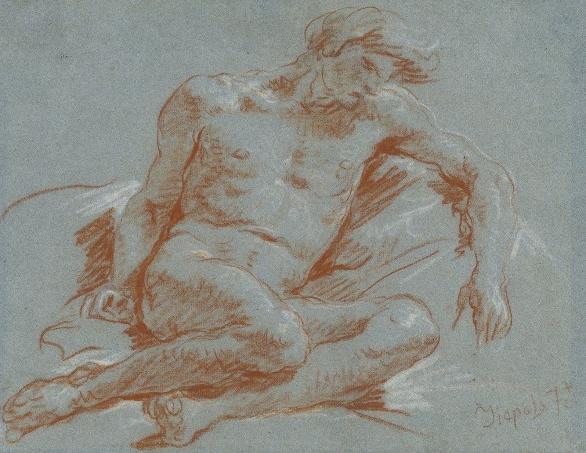 A Seated Male Nude by Giovanni Battista Tiepolo