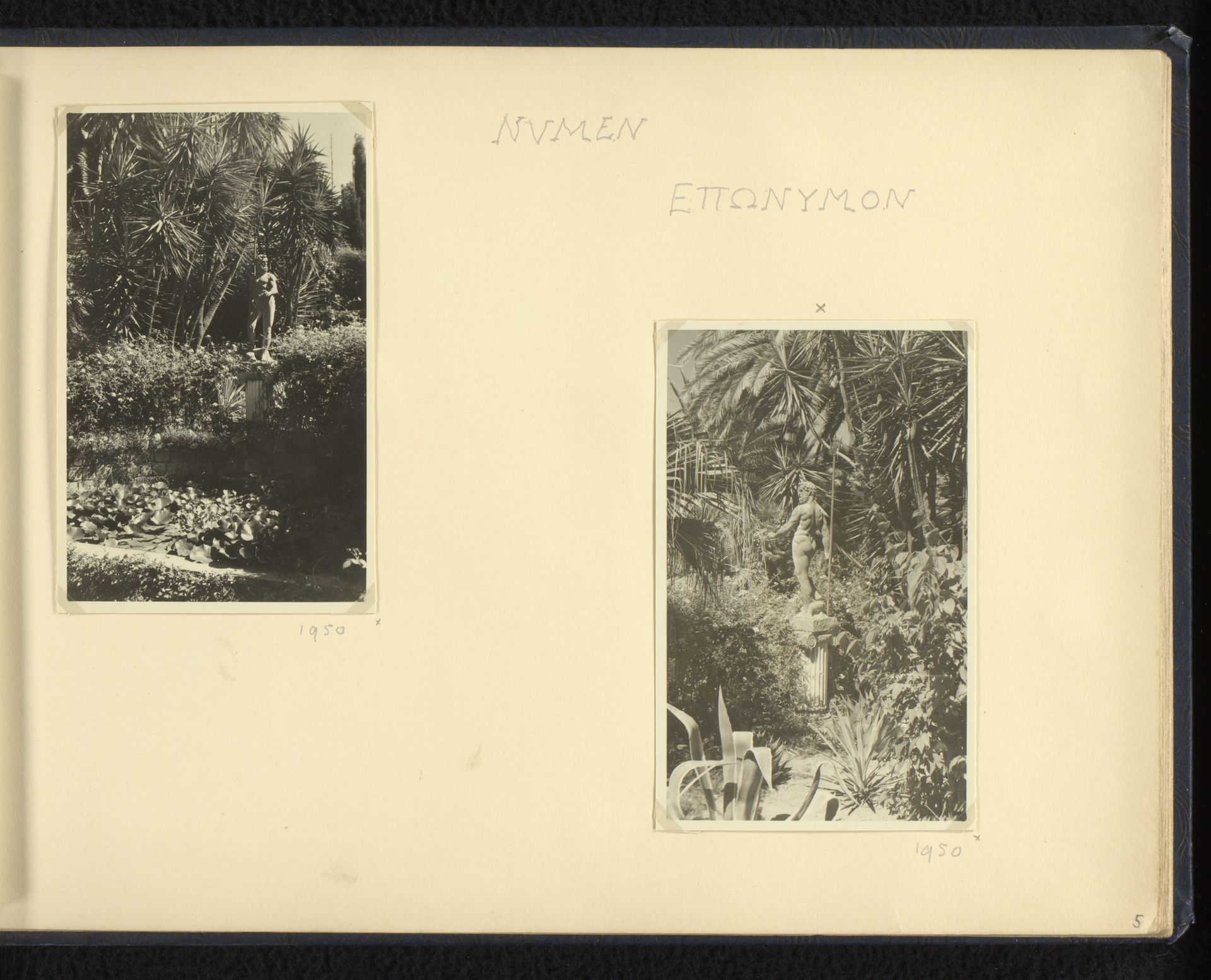 Twee foto's van de beeldentuin van Villa Tritone, Sorrento by Norbert van den (1901-1972) Berg