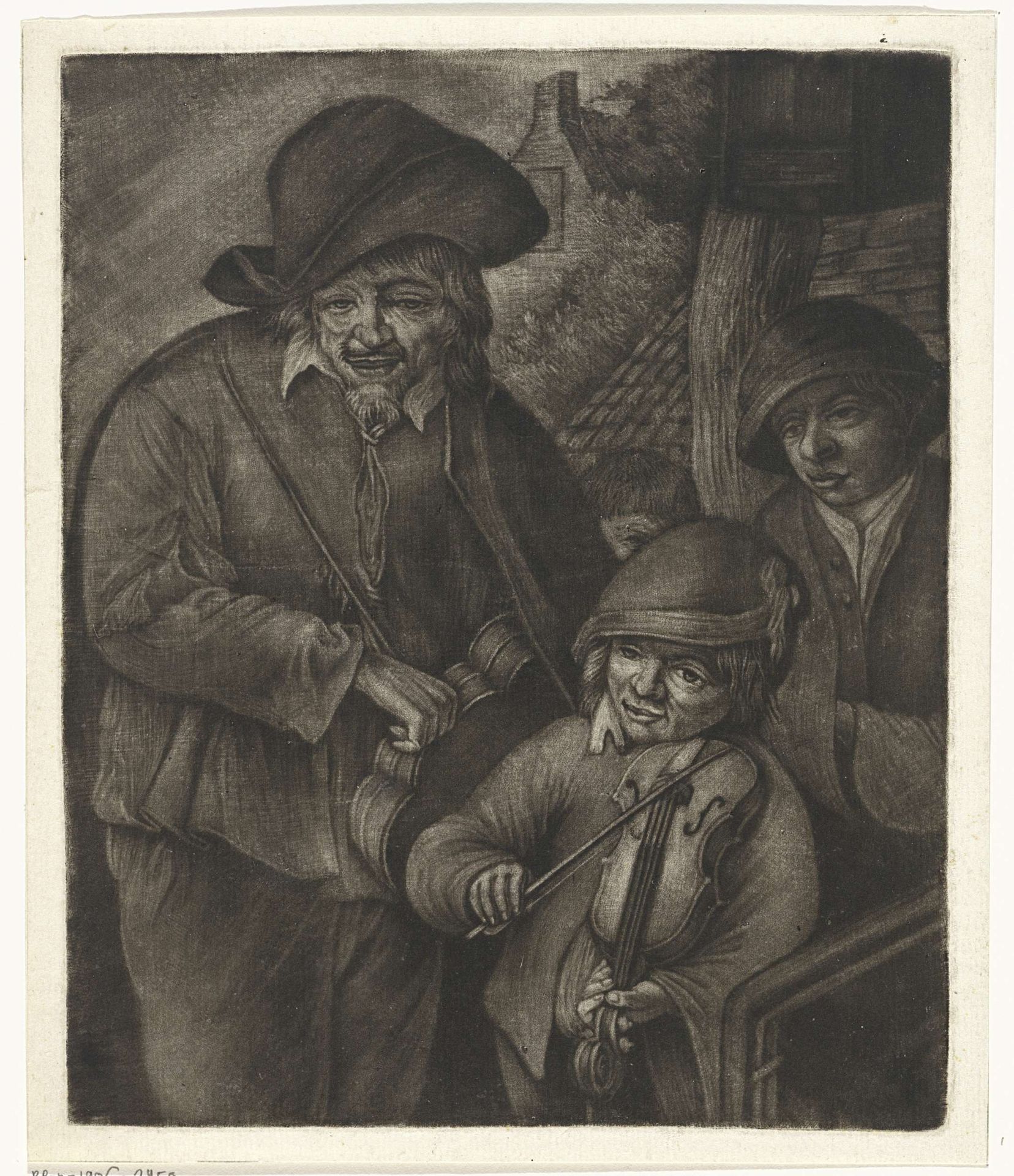 Een lierspeler en een vioolspeler by Jacob Hoolaart