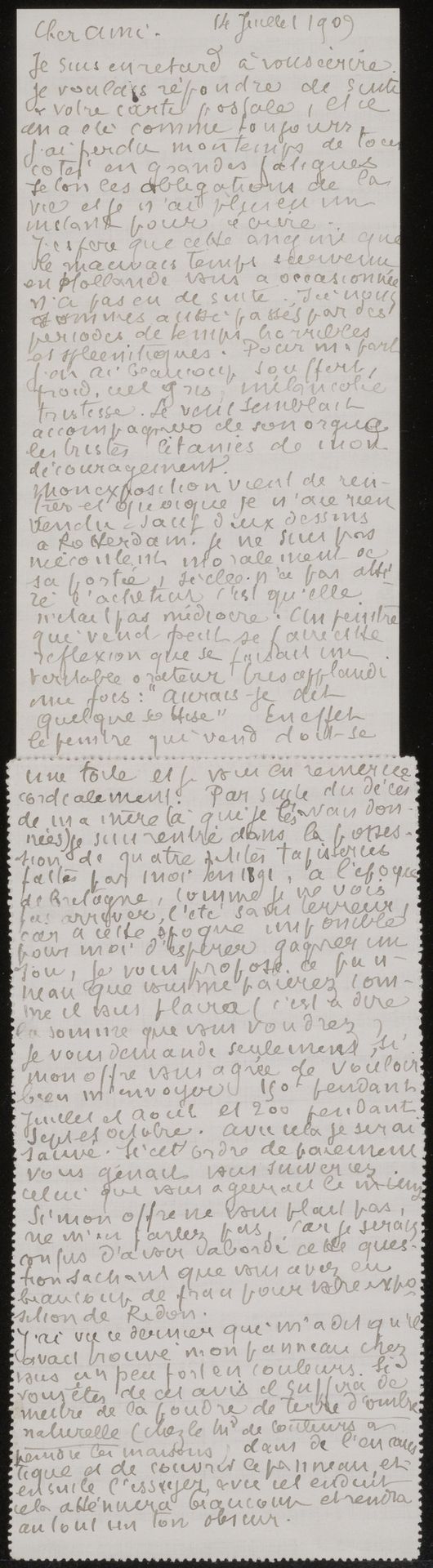 Brief aan Andries Bonger by Emile Bernard