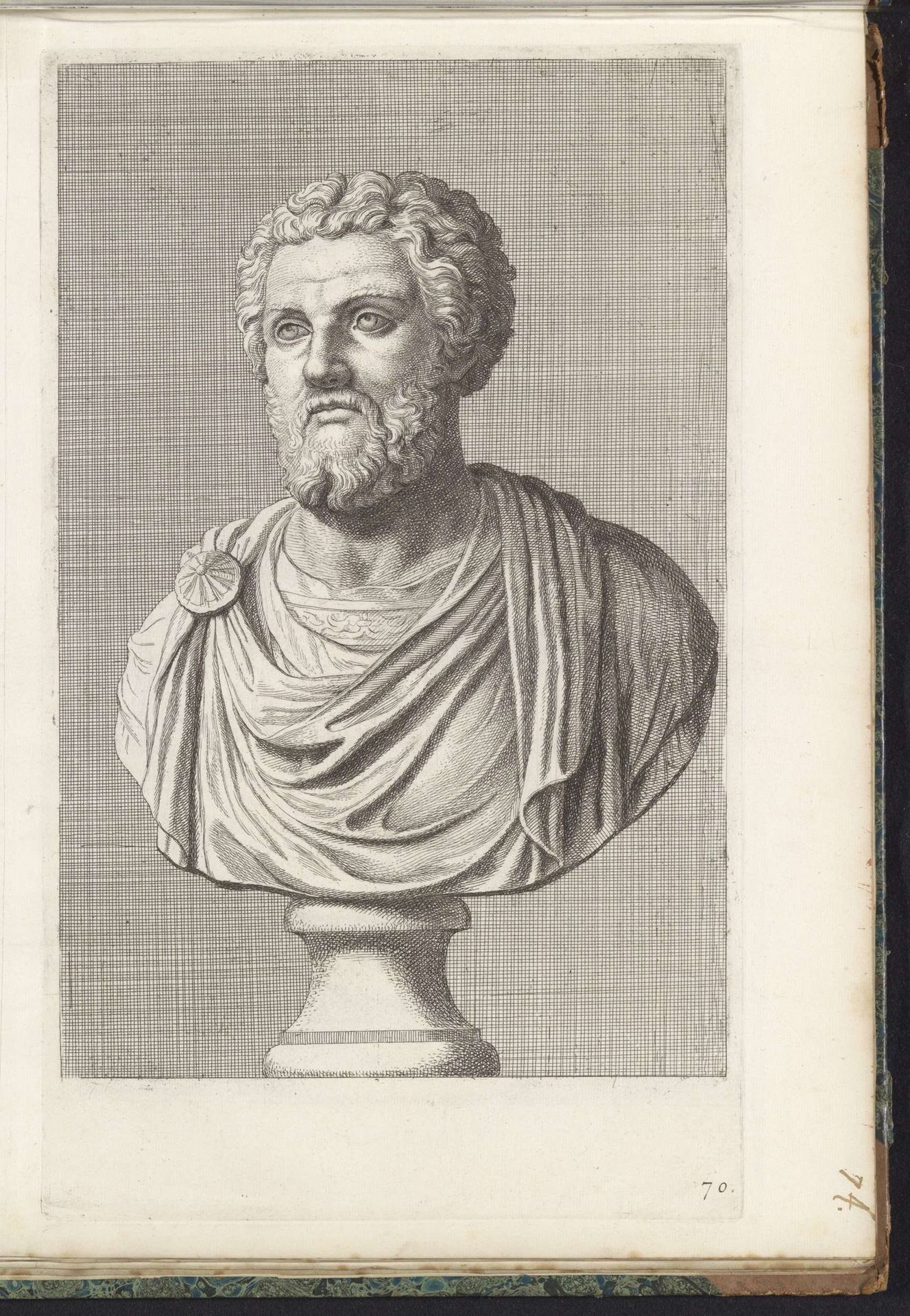 Buste van een bebaarde man in toga, naar links by Hubert Quellinus