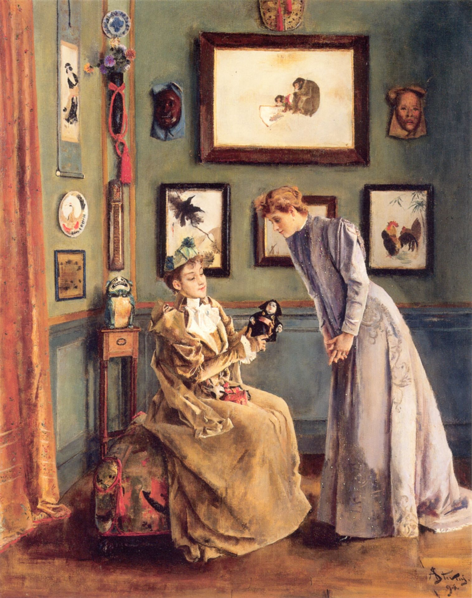 Woman with a Japanese Doll by Alfred Stevens