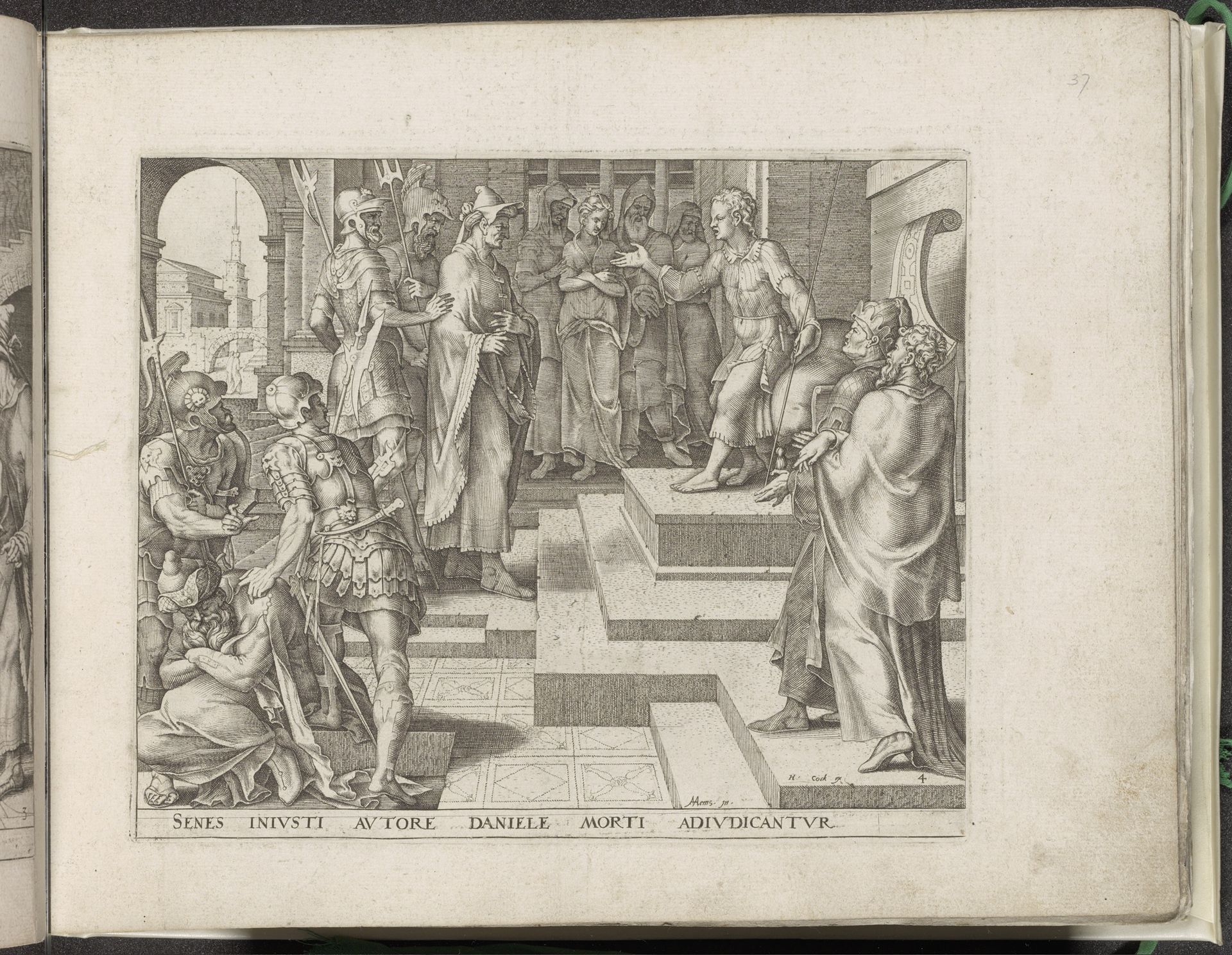 Daniël ondervraagt de ouderlingen by Philips Galle