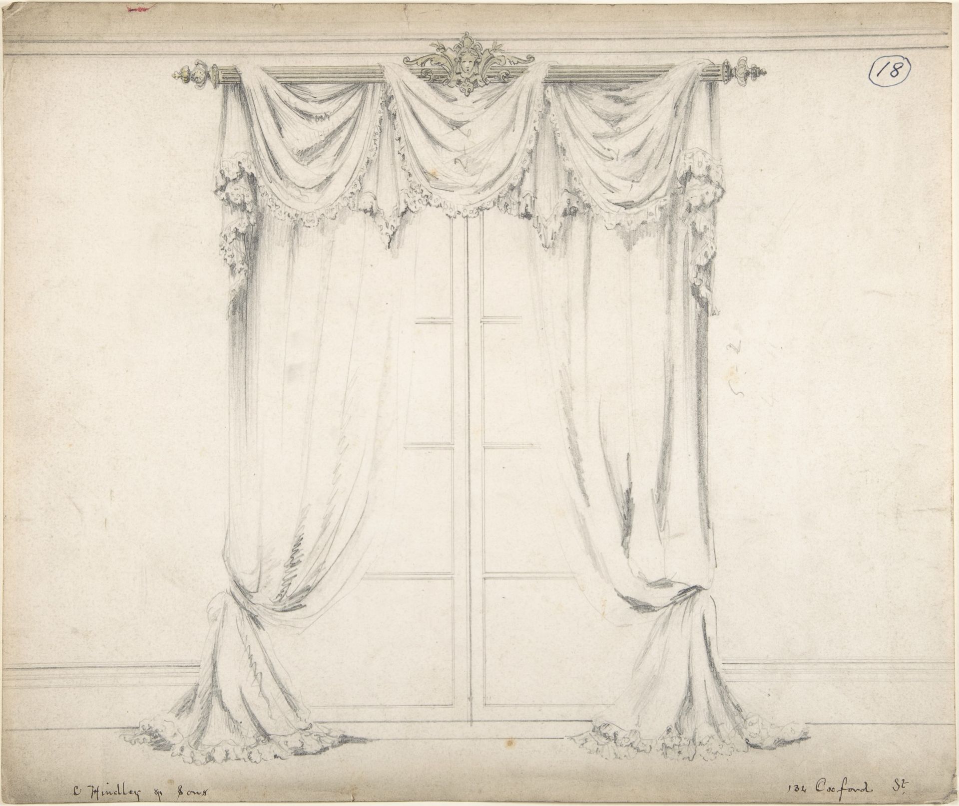 Design for Curtains and Rod by Charles Hindley and Sons
