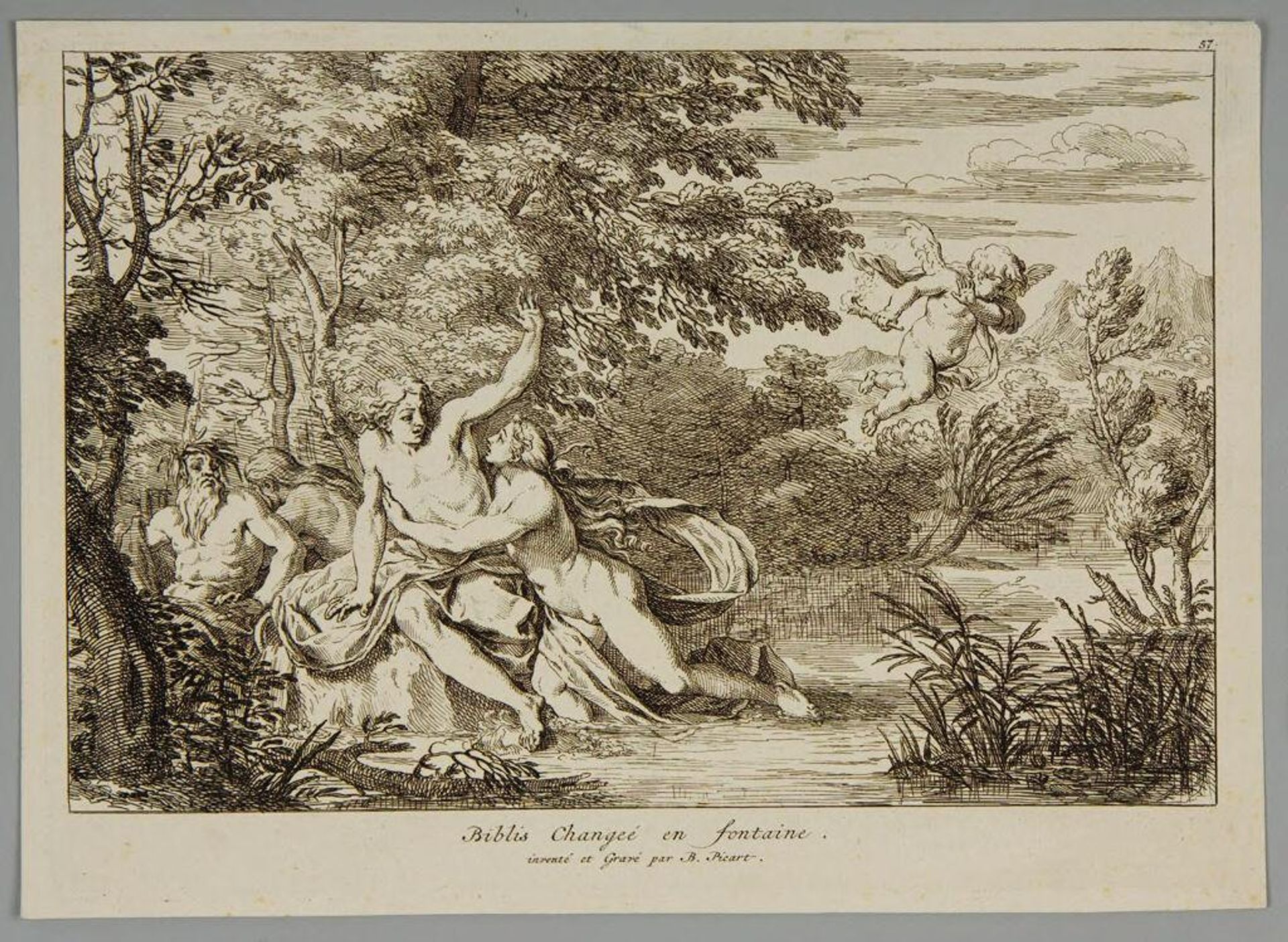 Biblis Changing into a Fountain, from Ovid's Metamorphosis by Bernard Picart