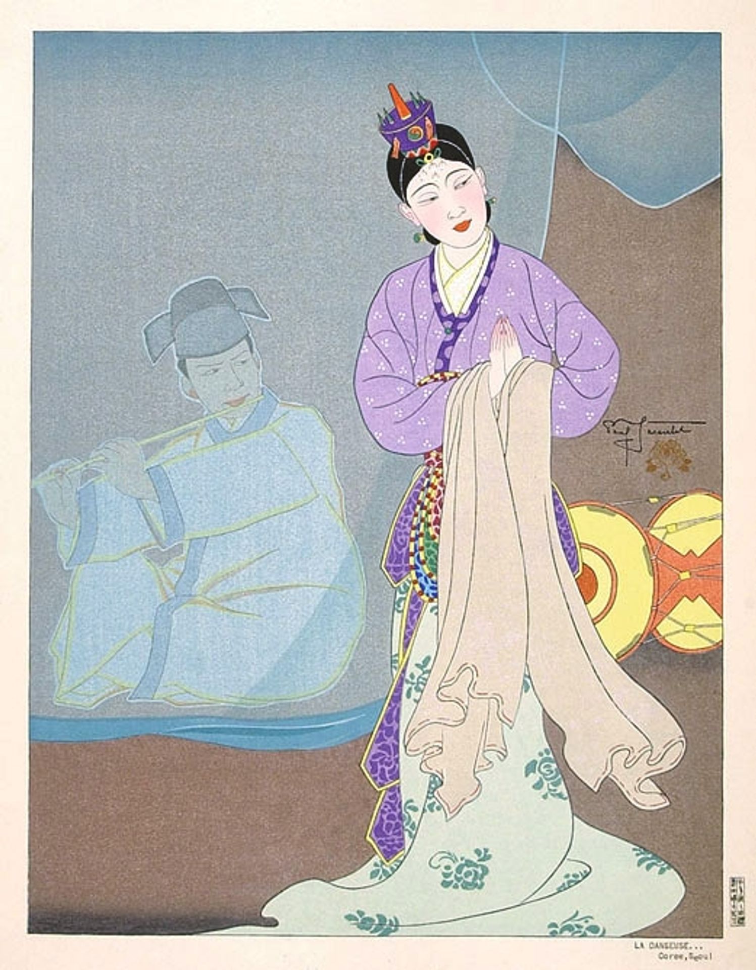 La Danseuse Coreene. Coree, Seoul by Paul Jacoulet