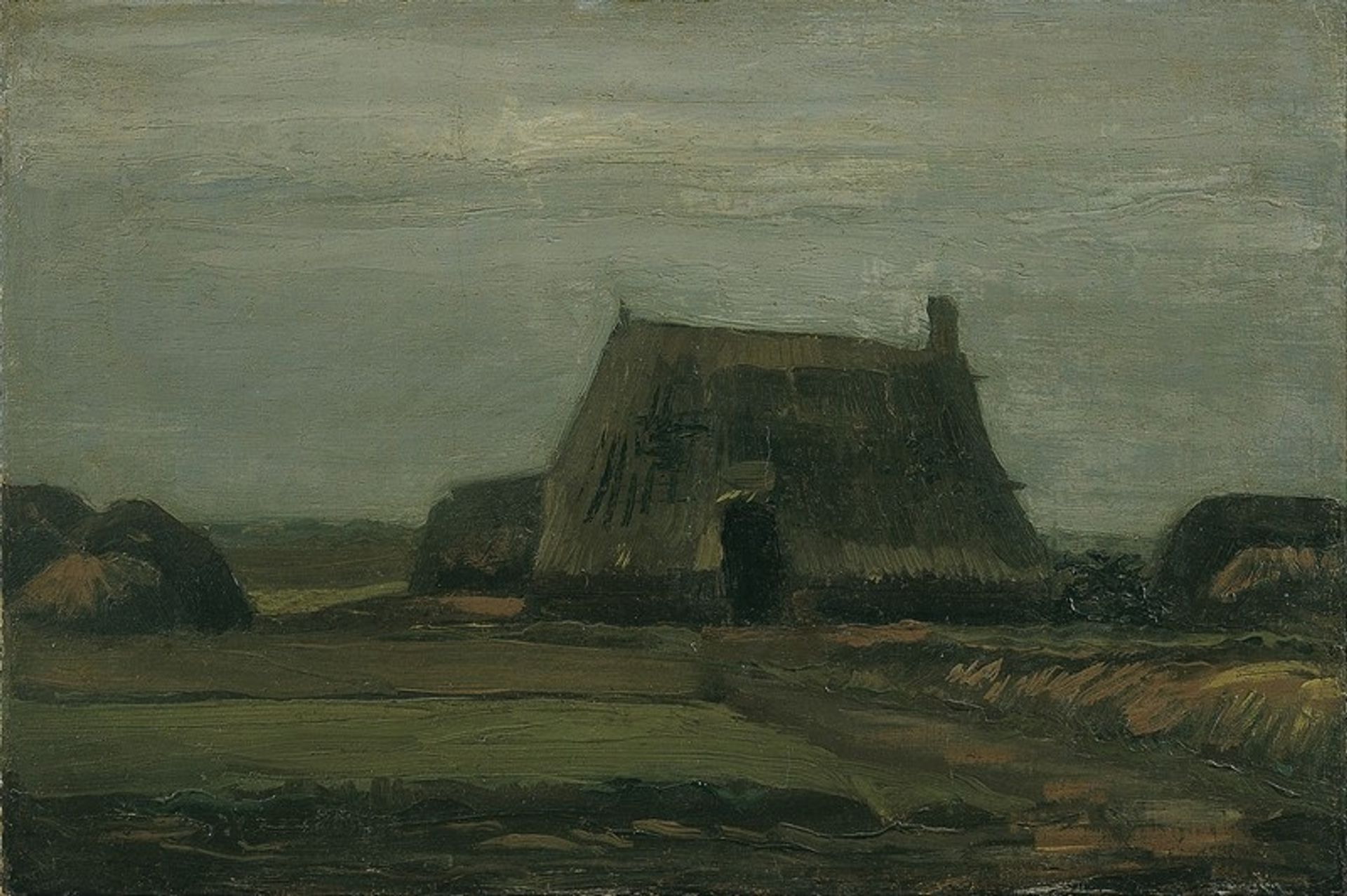 Farm with stacks of peat by Vincent van Gogh