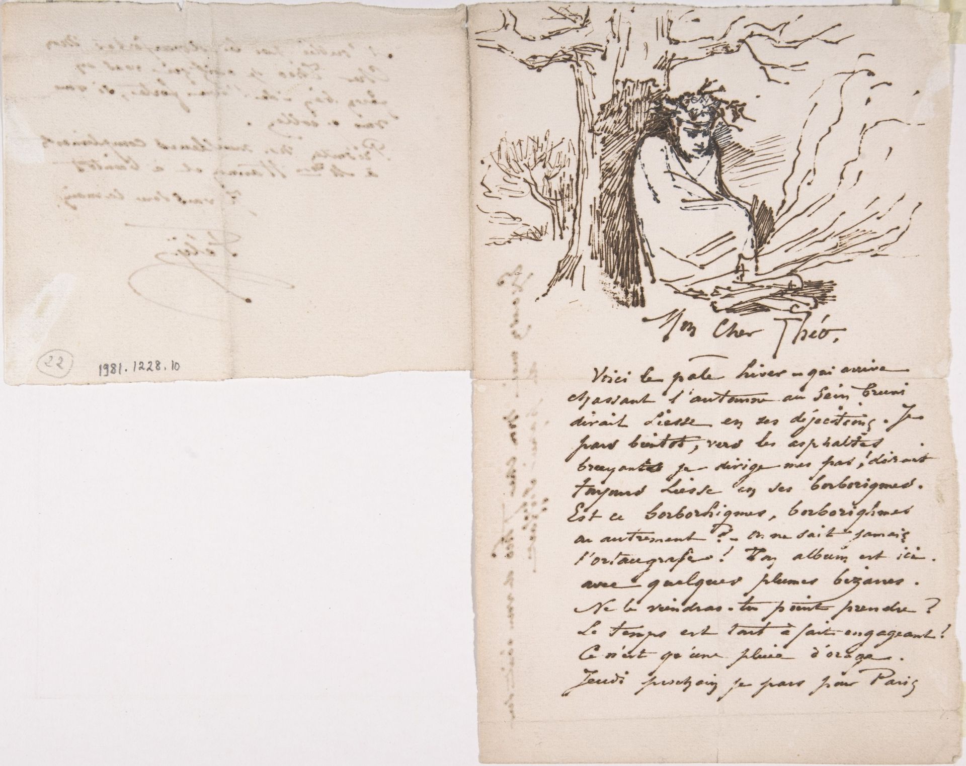 Letter to Theo Hanon, from Rops, signed Fély by Felicien Rops