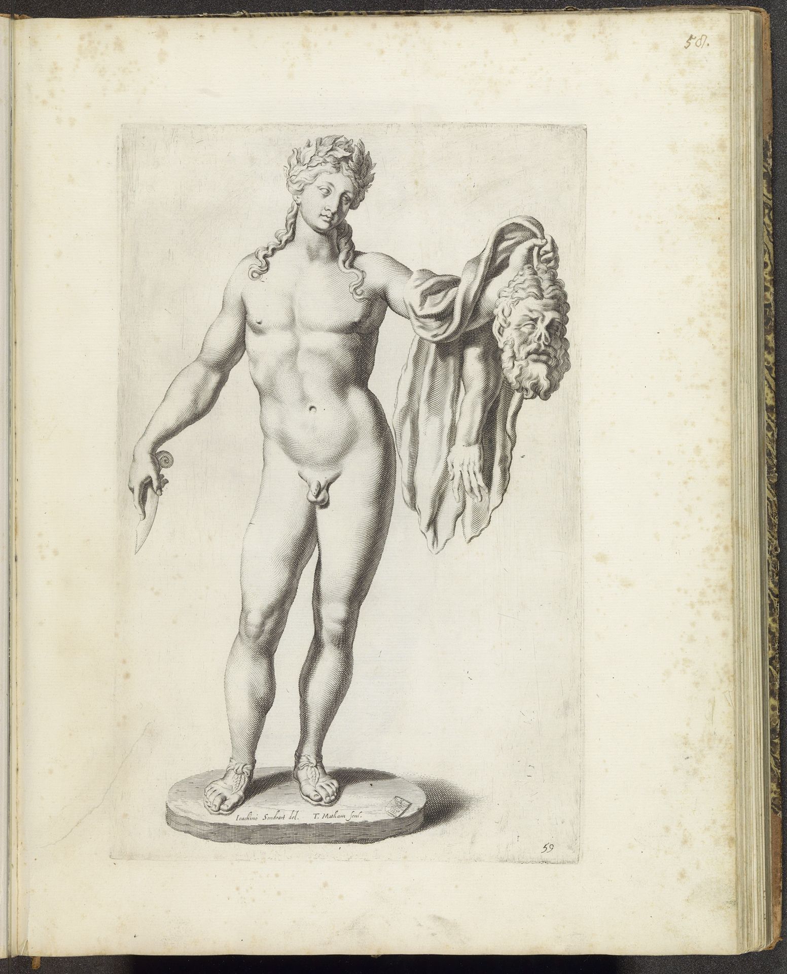 Standbeeld van Apollo met huid van Marsyas by Theodor Matham
