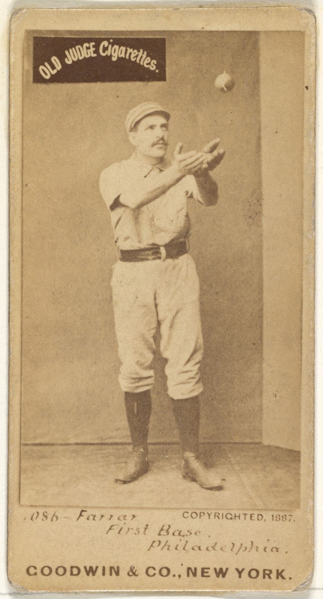 Sidney Douglas Farrar, 1st Base, Philadelphia, from the Old Judge series (N172) for Old Judge Cigarettes by Goodwin & Company