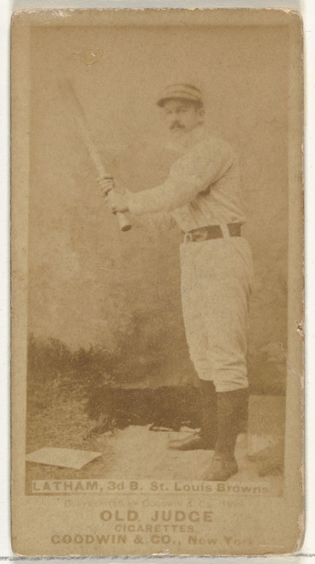Arlie Latham, 3rd Base, St. Louis Browns, from the Old Judge series (N172) for Old Judge Cigarettes by Goodwin & Company