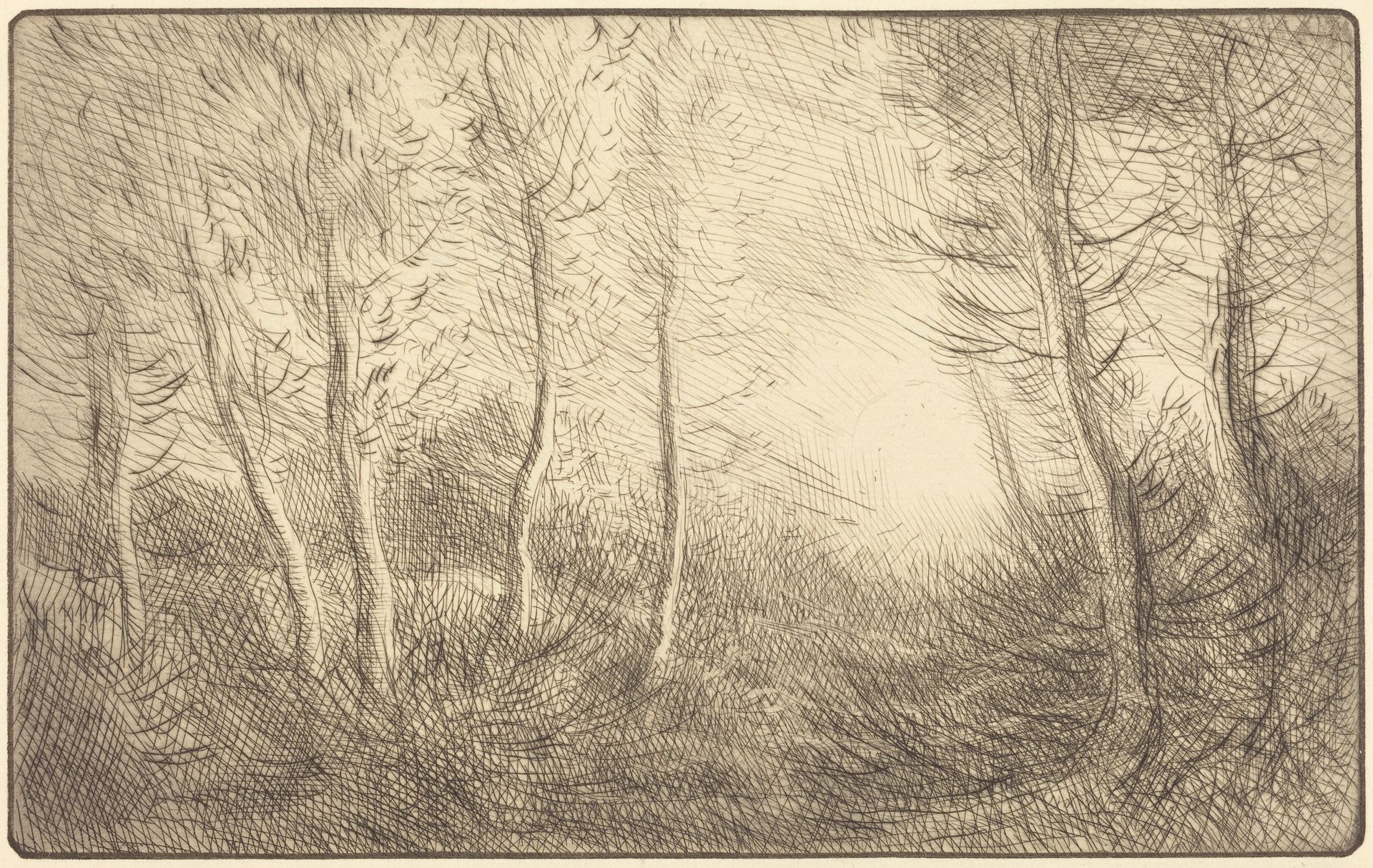 Sunrise, Woods of Clamard (Lever du soleil, bois de Clamard) by Alphonse Legros