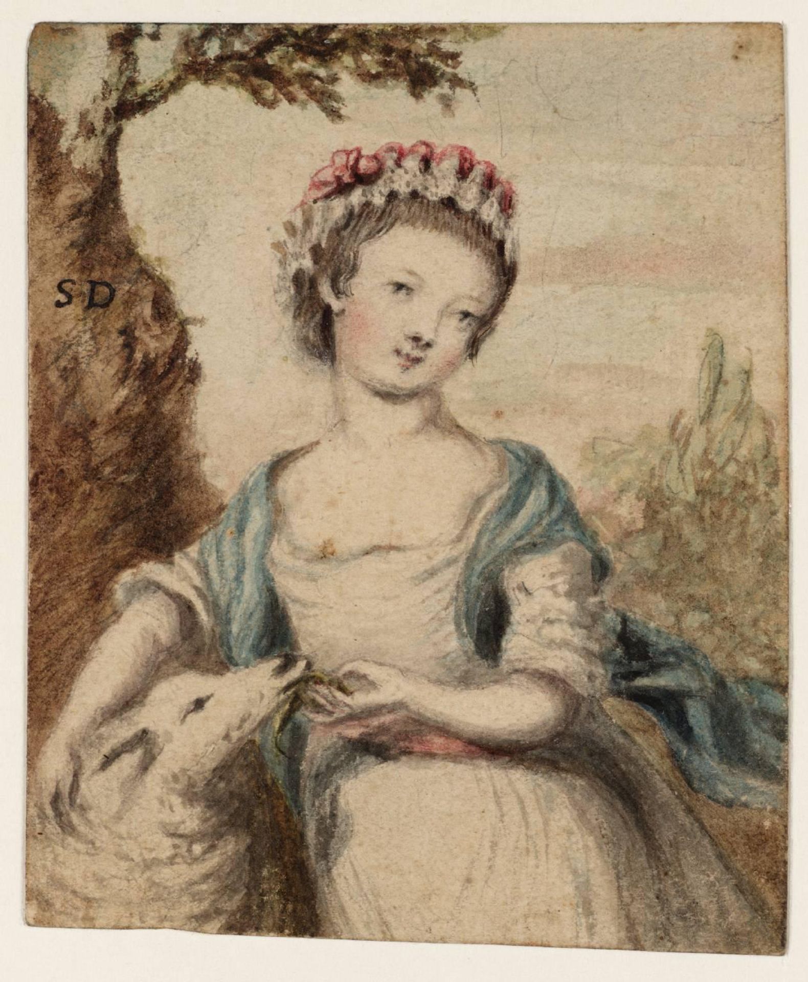 Girl with a Sheep in a Landscape by  Susanna Duncombe