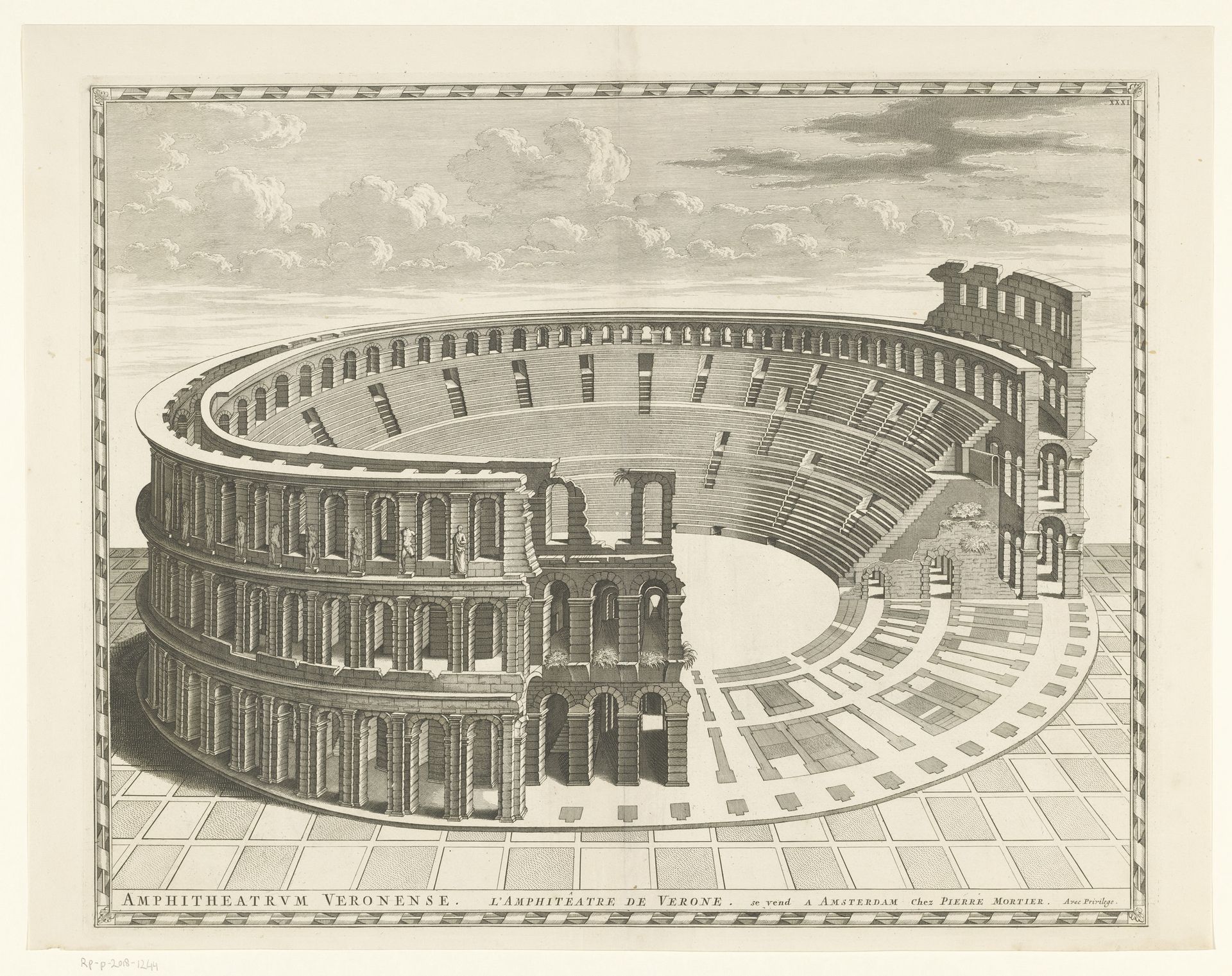 Gezicht op de Arena van Verona by Anonymous