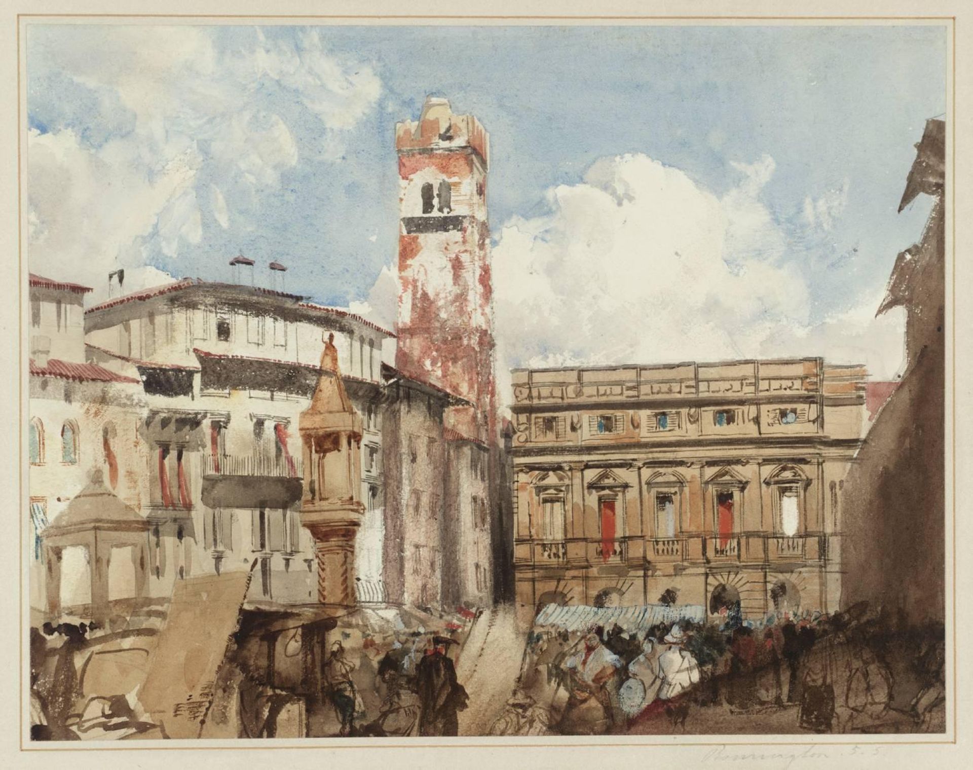 Verona, Piazza dell’Erbe by Richard Parkes Bonington