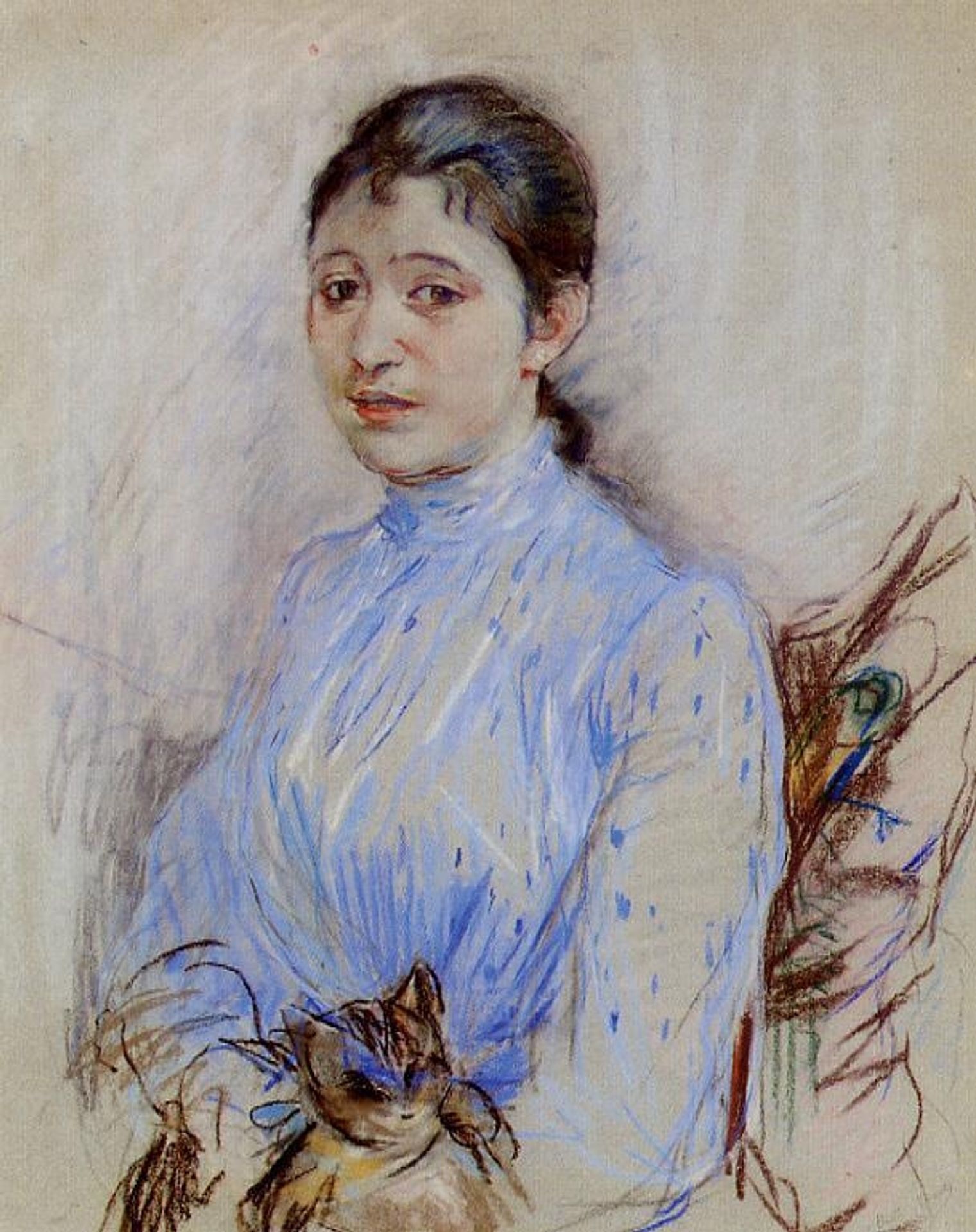 Young Woman in a Blue Blouse by Berthe Morisot