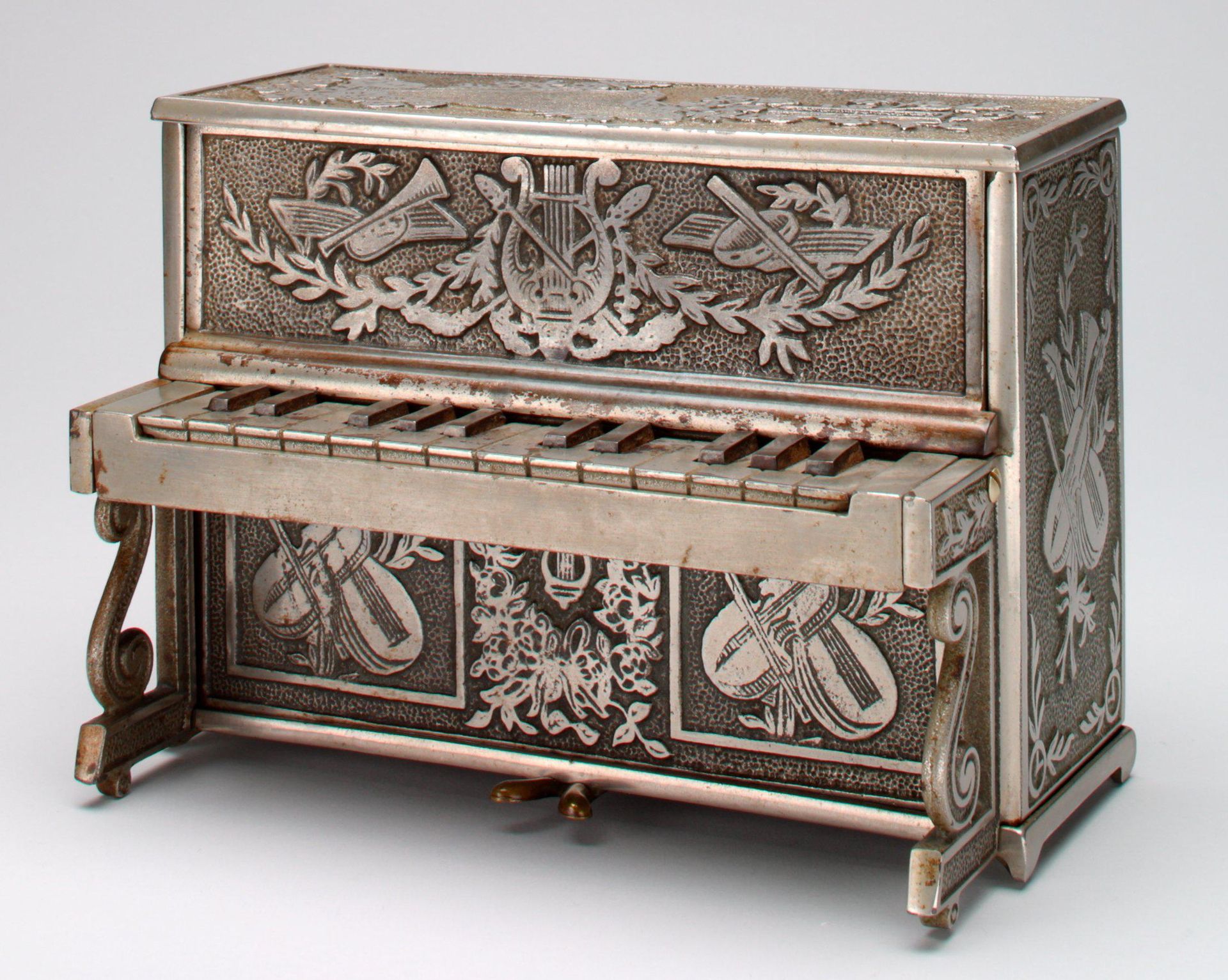 -Piano- (converted still bank) mechanical bank by E. M. Roche Novelty Co., Newark, New Jersey