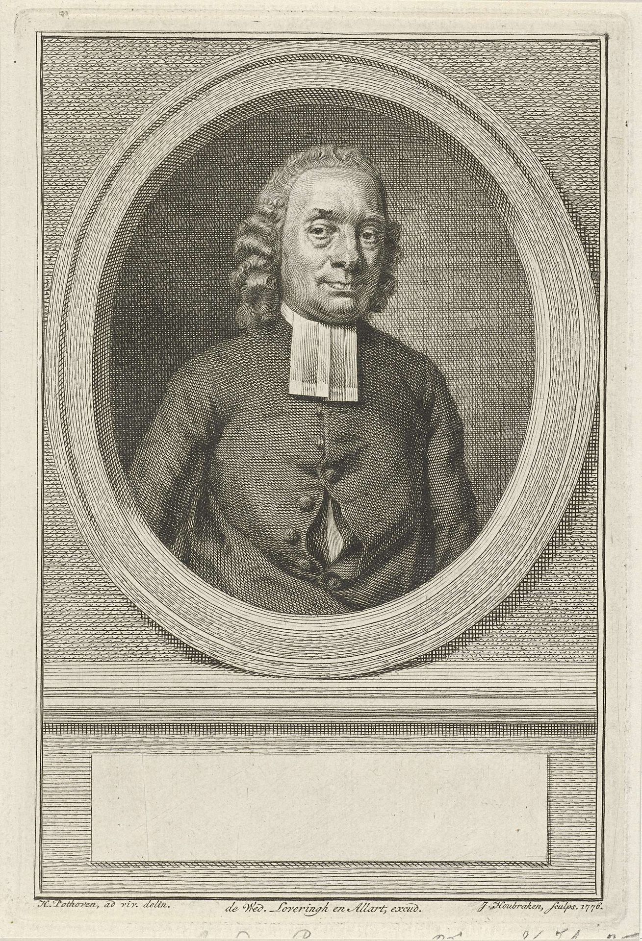 Portret van Ahasverus van den Berg by Jacob Houbraken