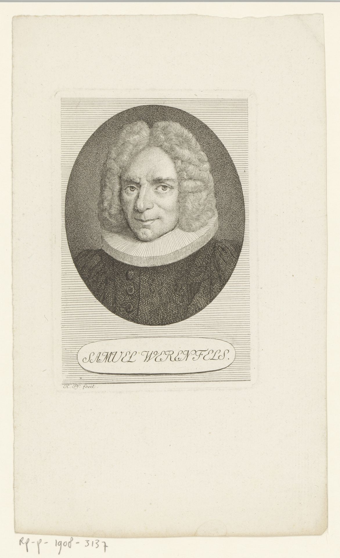Portret van Samuel Werenfels by Heinrich Pfenninger