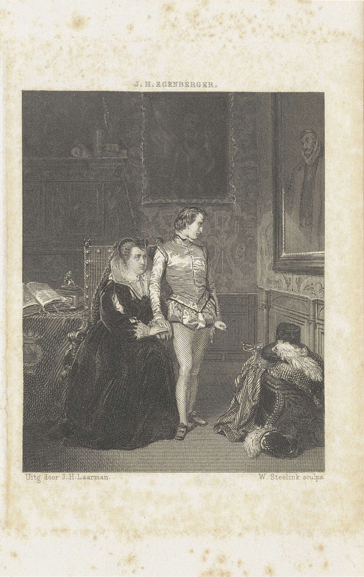 Louise de Colligny met Frederik Hendrik bij het portret van Willem I by Willem (I) Steelink