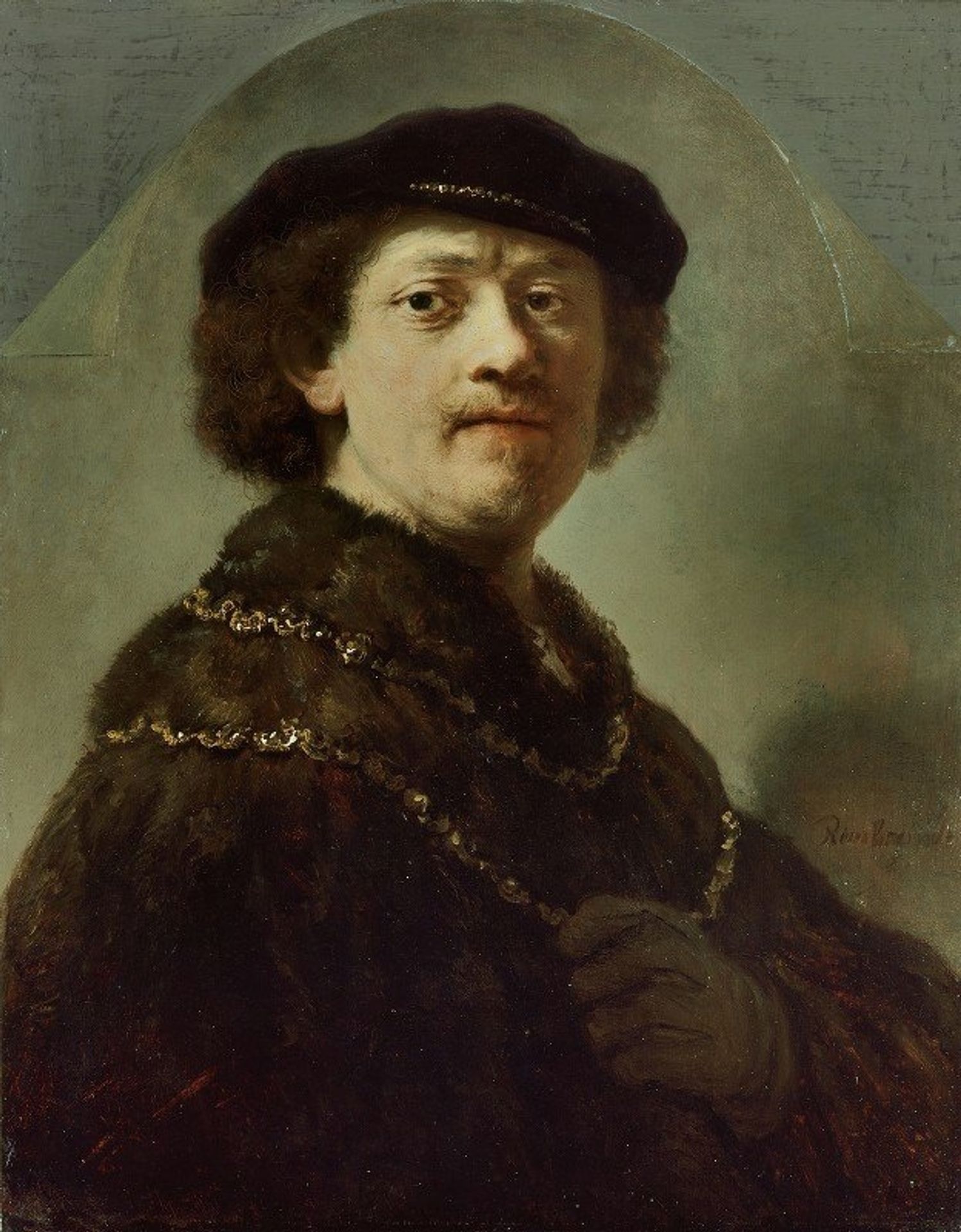 Self-Portrait in a Black Cap by Rembrandt van Rijn