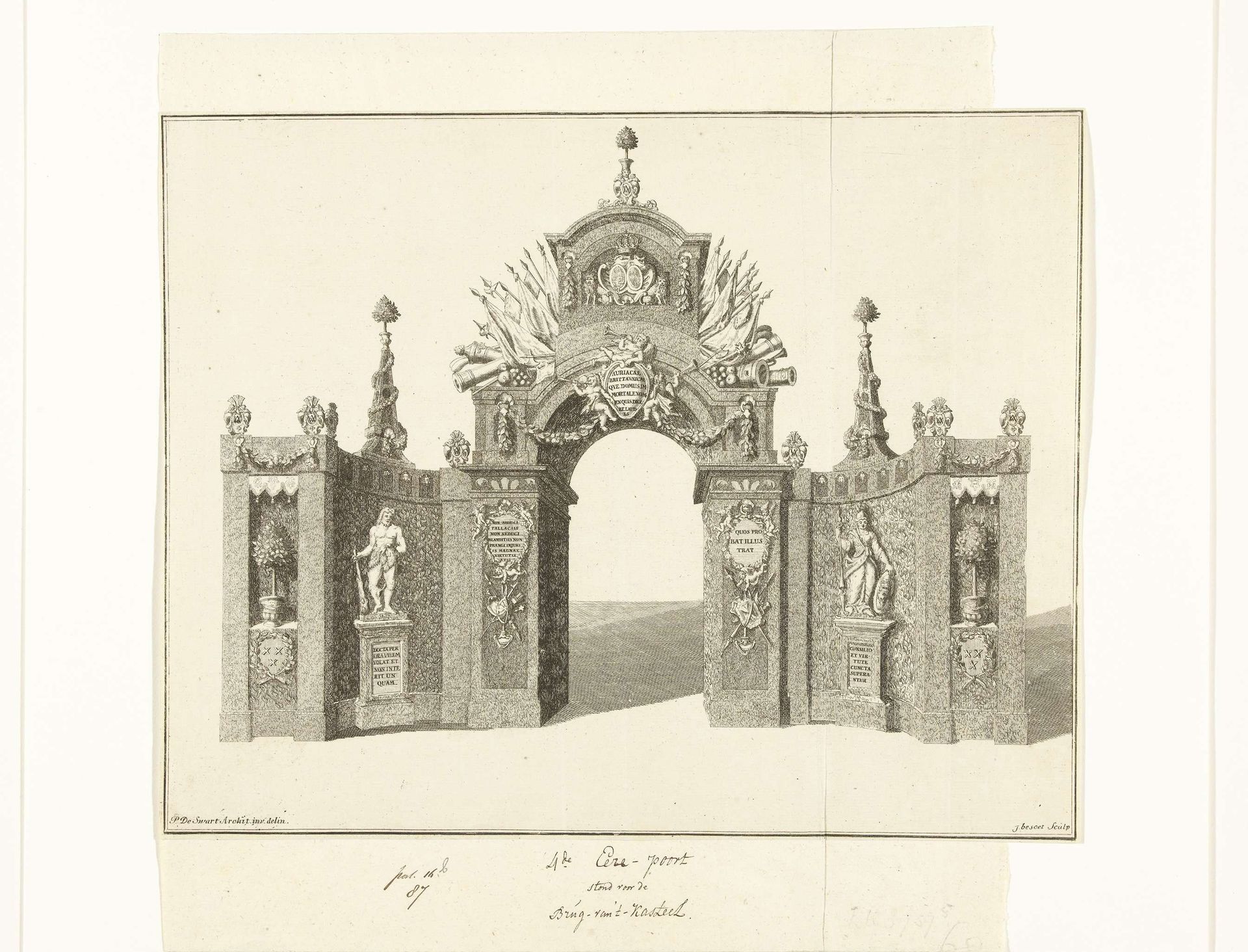 Erepoort op plein bij het kasteel bij de intrede van Willem IV en zijn gemalin te Breda op 13 september 1737 by Iven Besoet