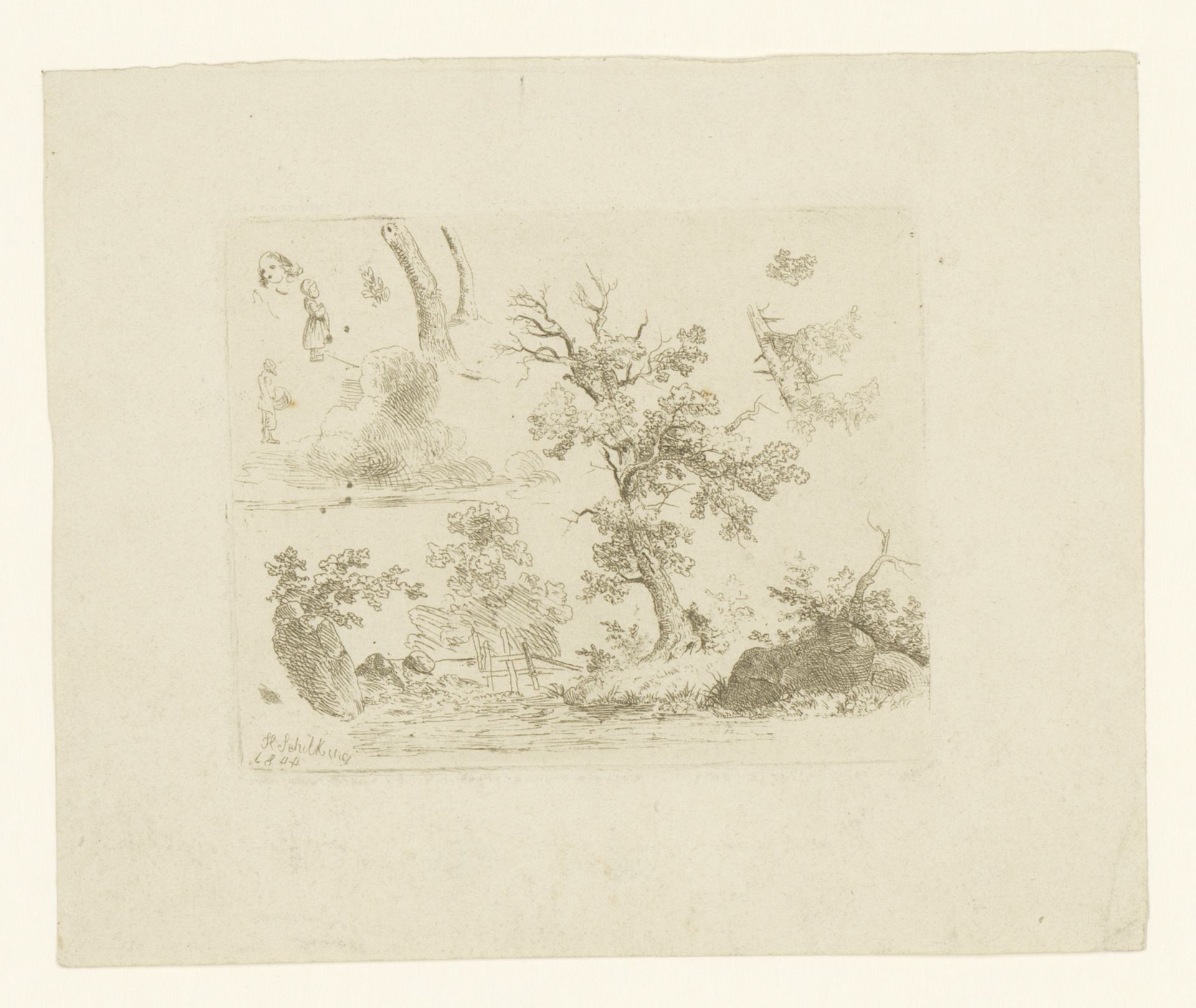 Studies van bomen en figuren by Heinrich Schilking