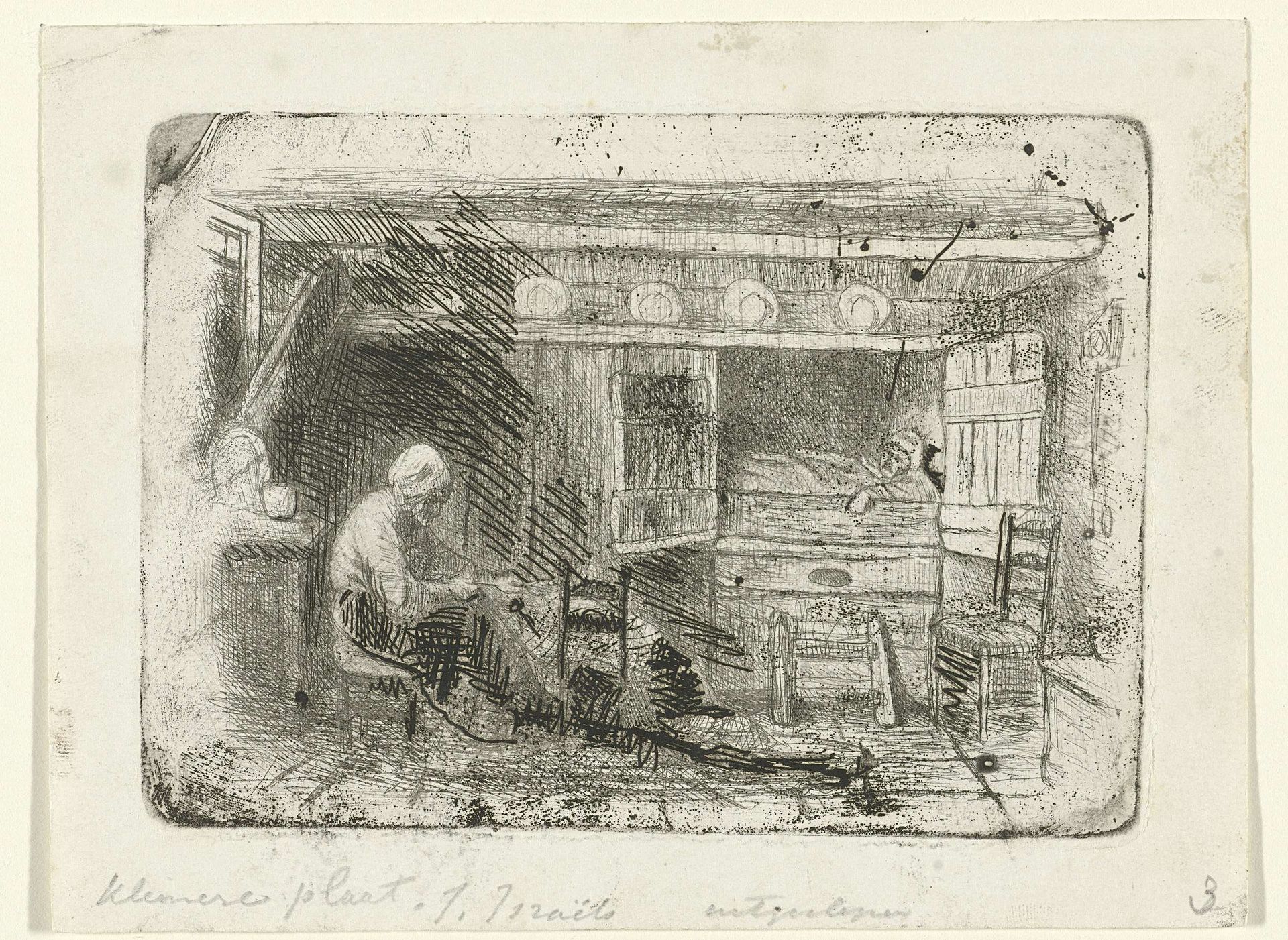 Twee figuren in een interieur by Jozef Israëls