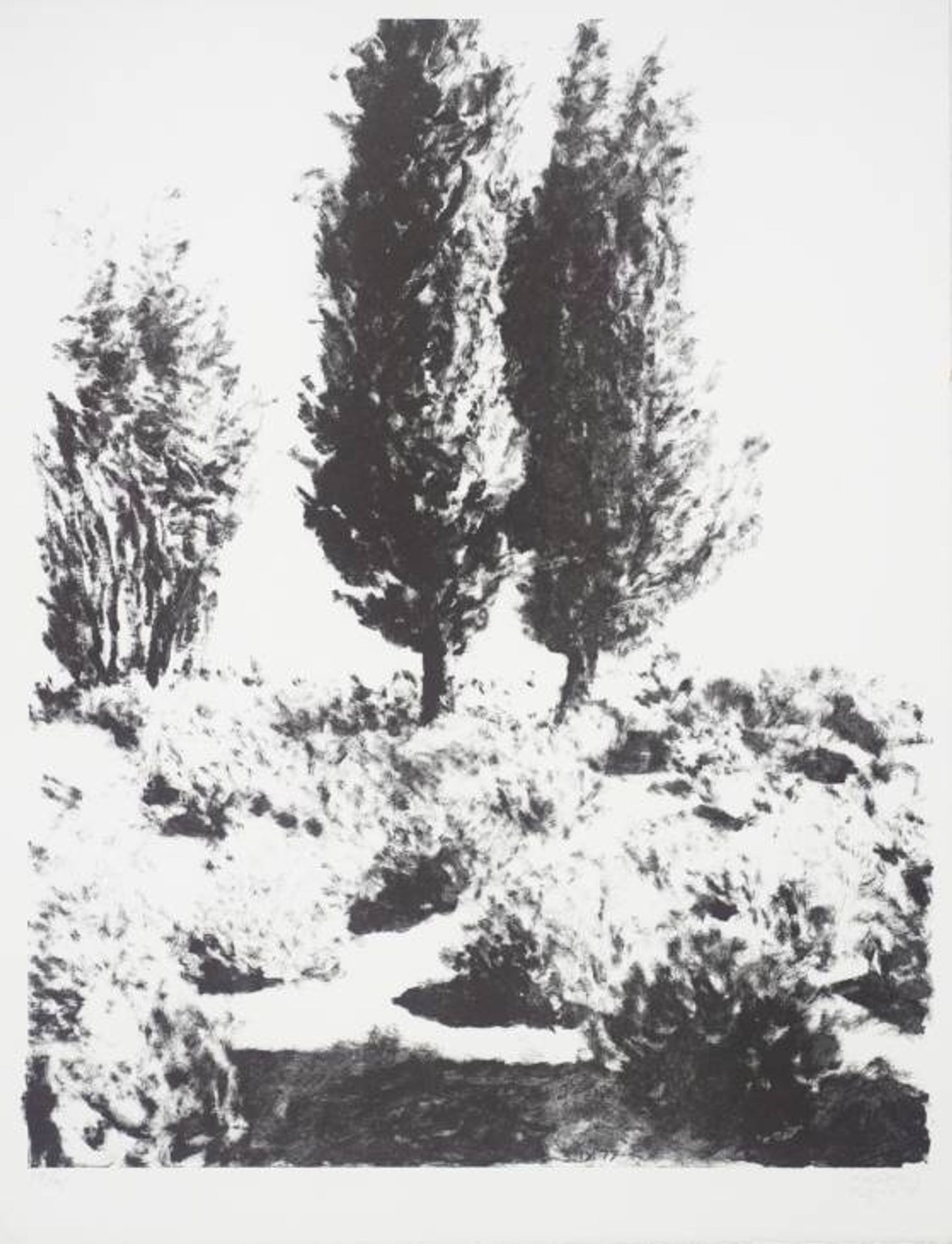 Jerusalem Cypresses and Lavender by Avigdor Arikha