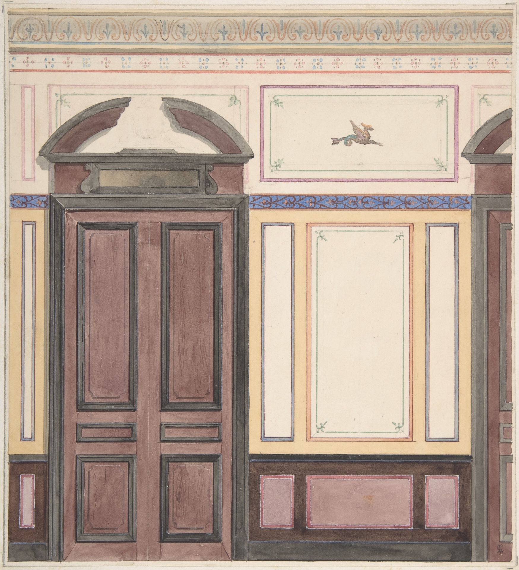 Design for Wall Paneling, Deepdene, Dorking, Surrey by Jules-Edmond-Charles Lachaise