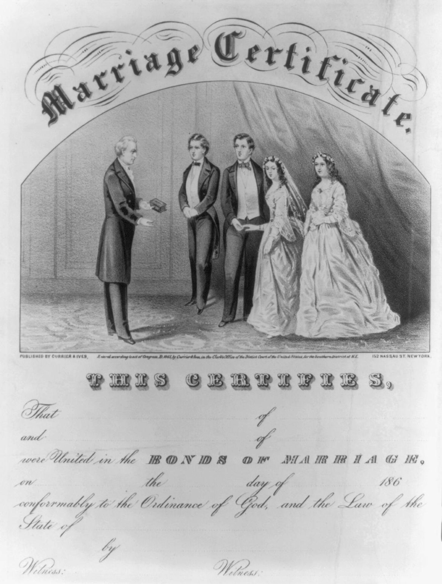 Marriage certificate by Currier and Ives