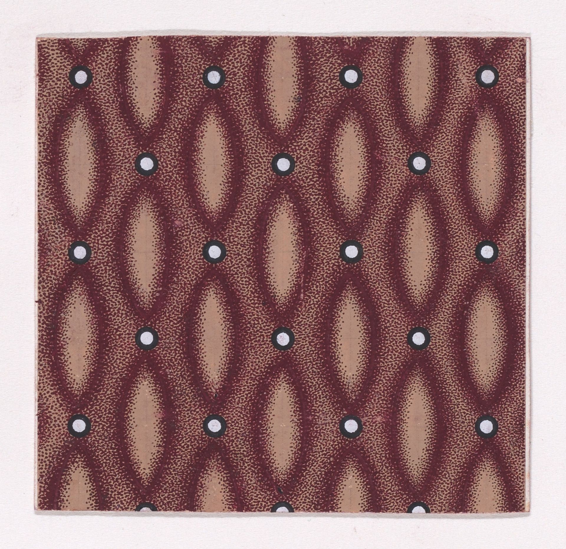 Textile Design with Alternating Vertical Rows of Pearls and Lens Shapes over a Stippled Background by Anonymous