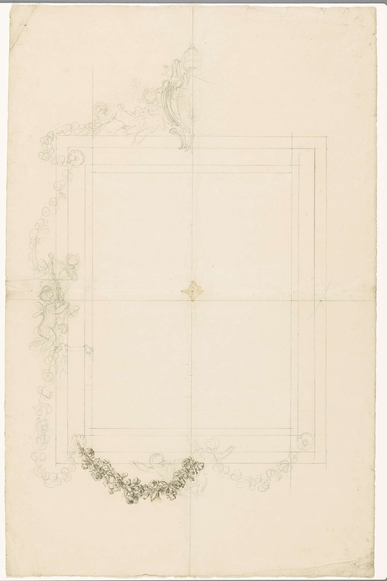 Ontwerp voor een spiegel met het pauselijk wapen by Luigi Valadier