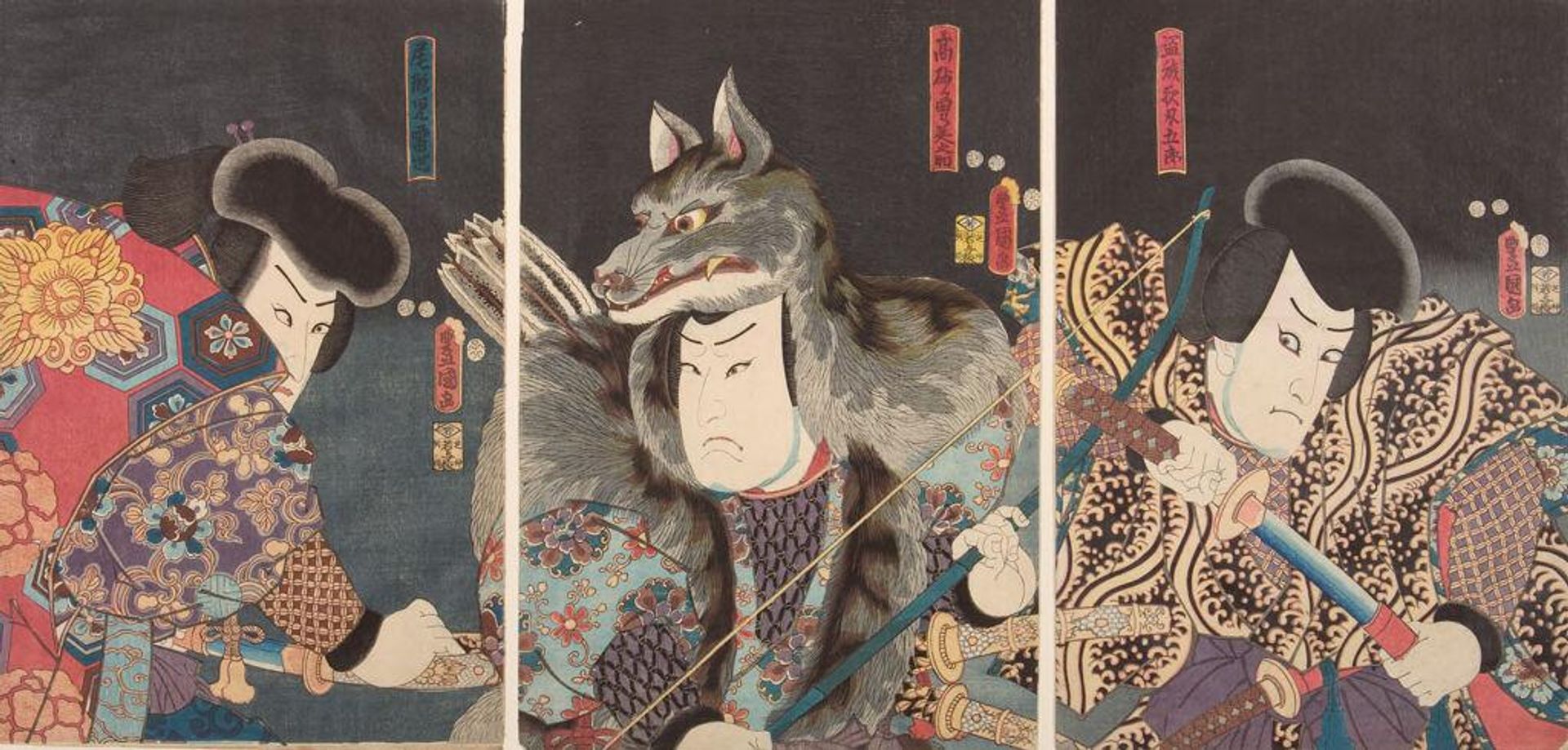 Triptych: Three Kabuki Actors by Utagawa Kunisada