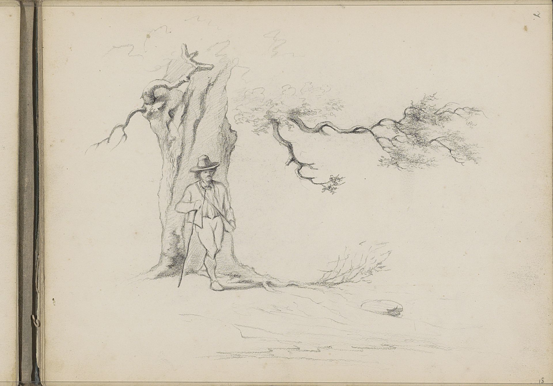 Wandelaar bij een boom by Willem Cornelis Rip