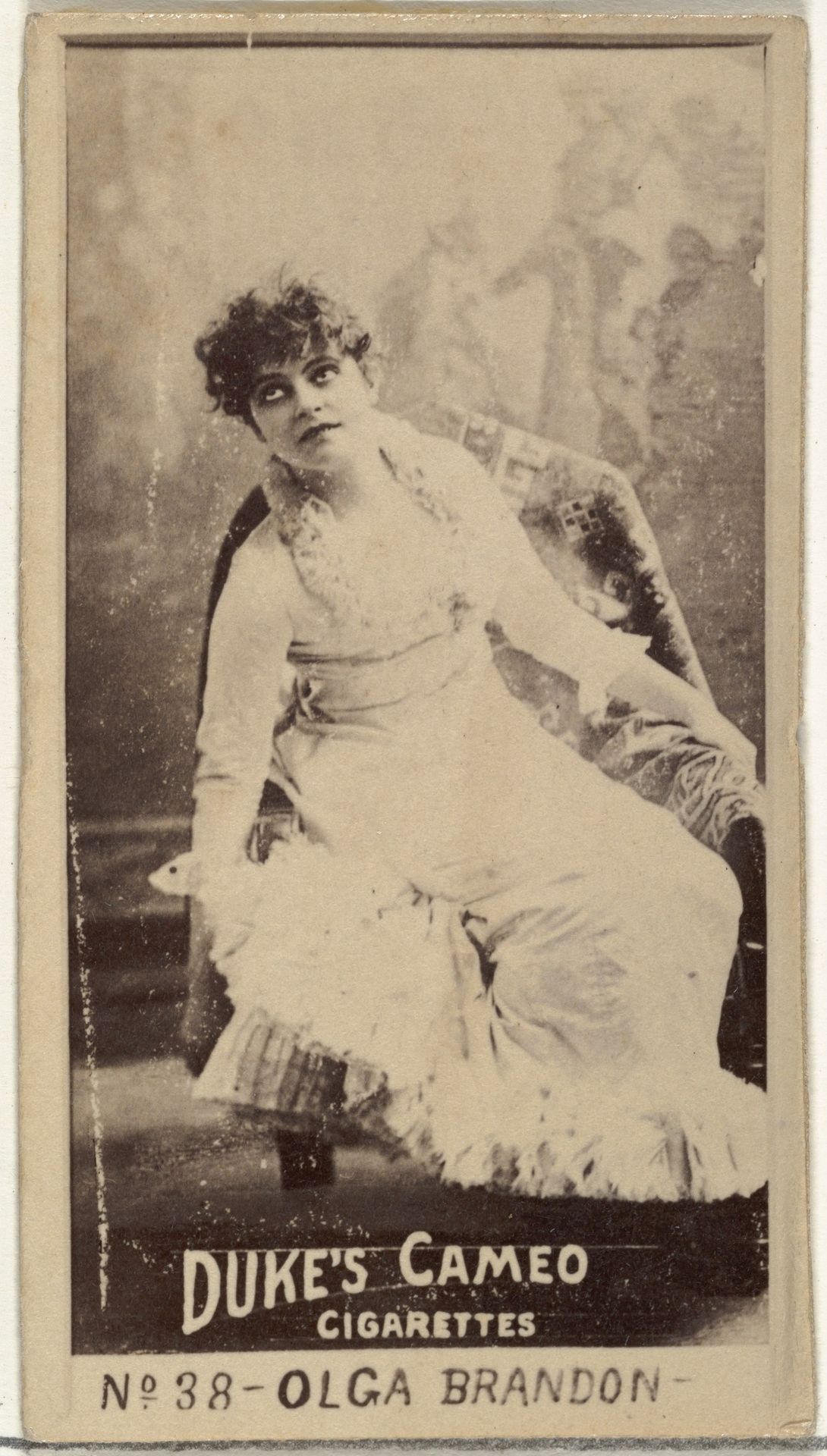 Card Number 38, Olga Brandon, from the Actors and Actresses series (N145-4) issued by Duke Sons & Co. to promote Cameo Cigarettes by W. Duke, Sons & Co.