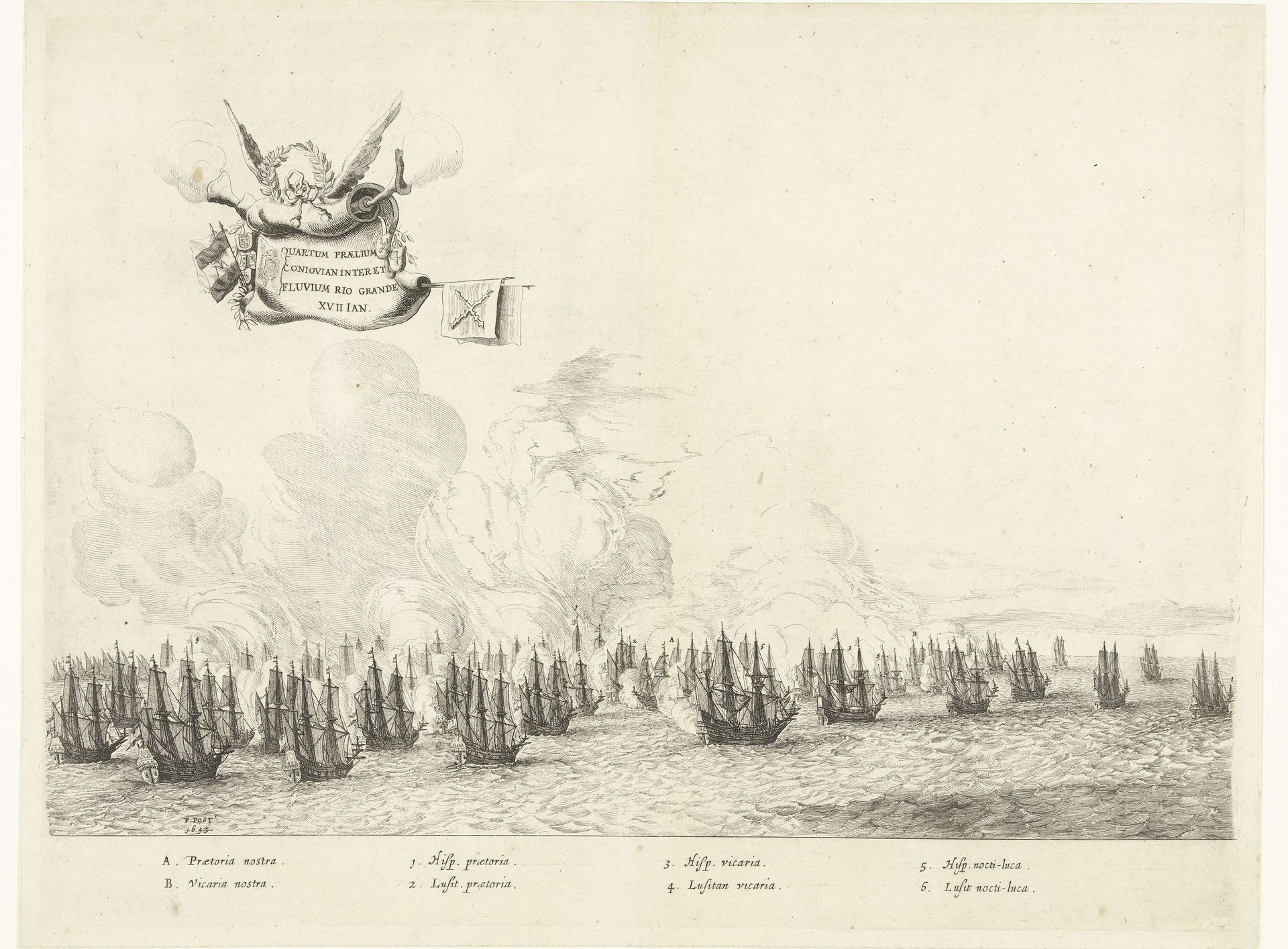 Vierde gevecht met de Portugese vloot bij de Rio Grande, 1640 by Salomon Savery