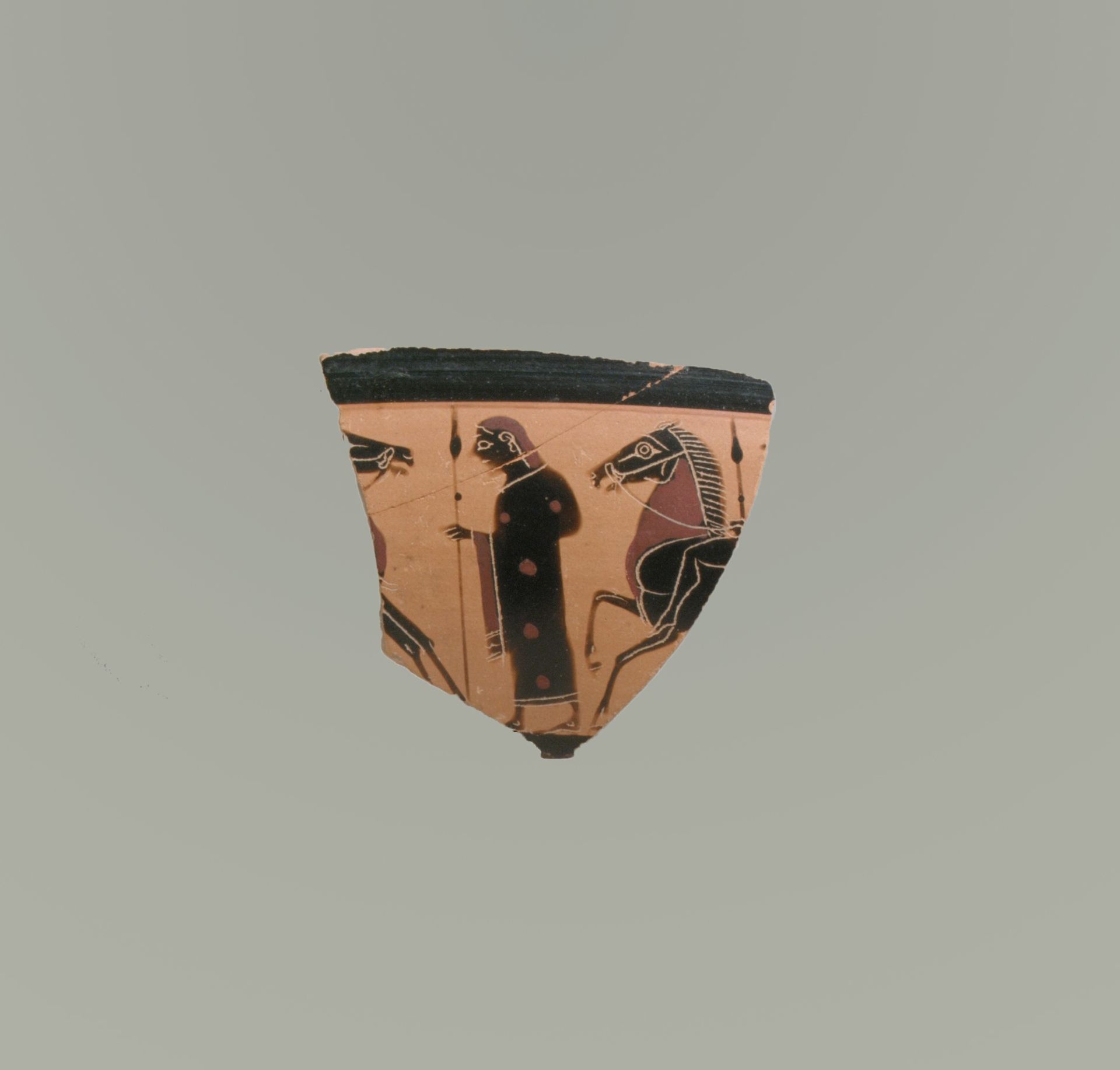 Fragment of a terracotta kylix: band-cup (drinking cup) by Anonymous