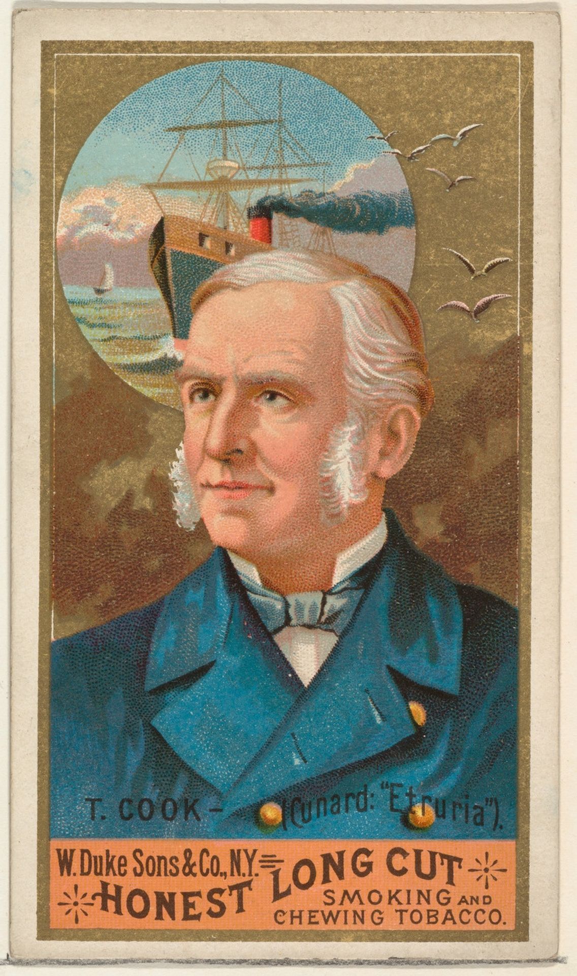 T. Cook, from the Sea Captains series (N127) issued by Duke Sons & Co. to promote Honest Long Cut Tobacco by W. Duke, Sons & Co.
