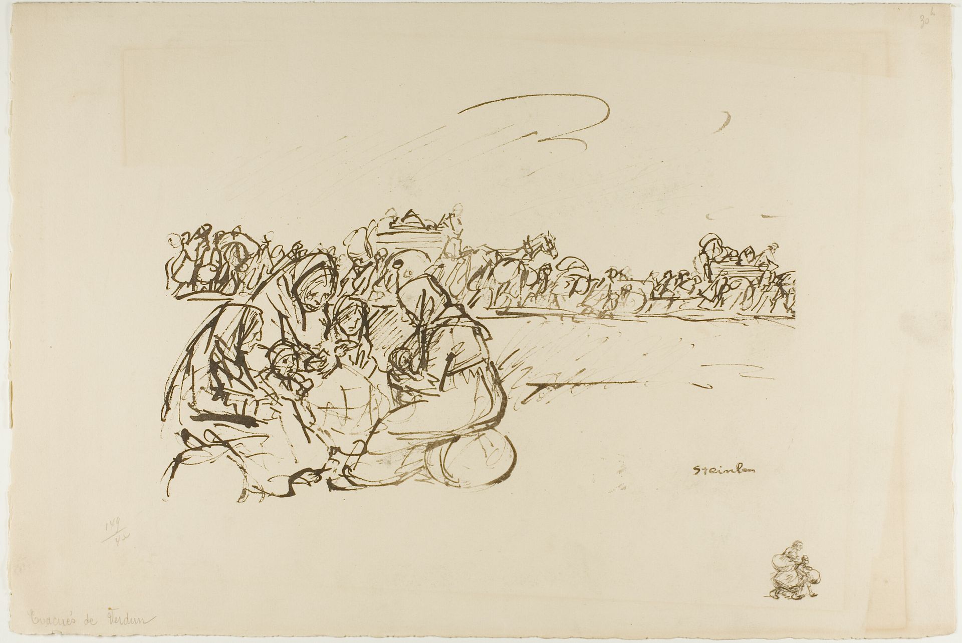 Evacuees from Verdun, plate thirty from Actualités by Théophile Alexandre Steinlen