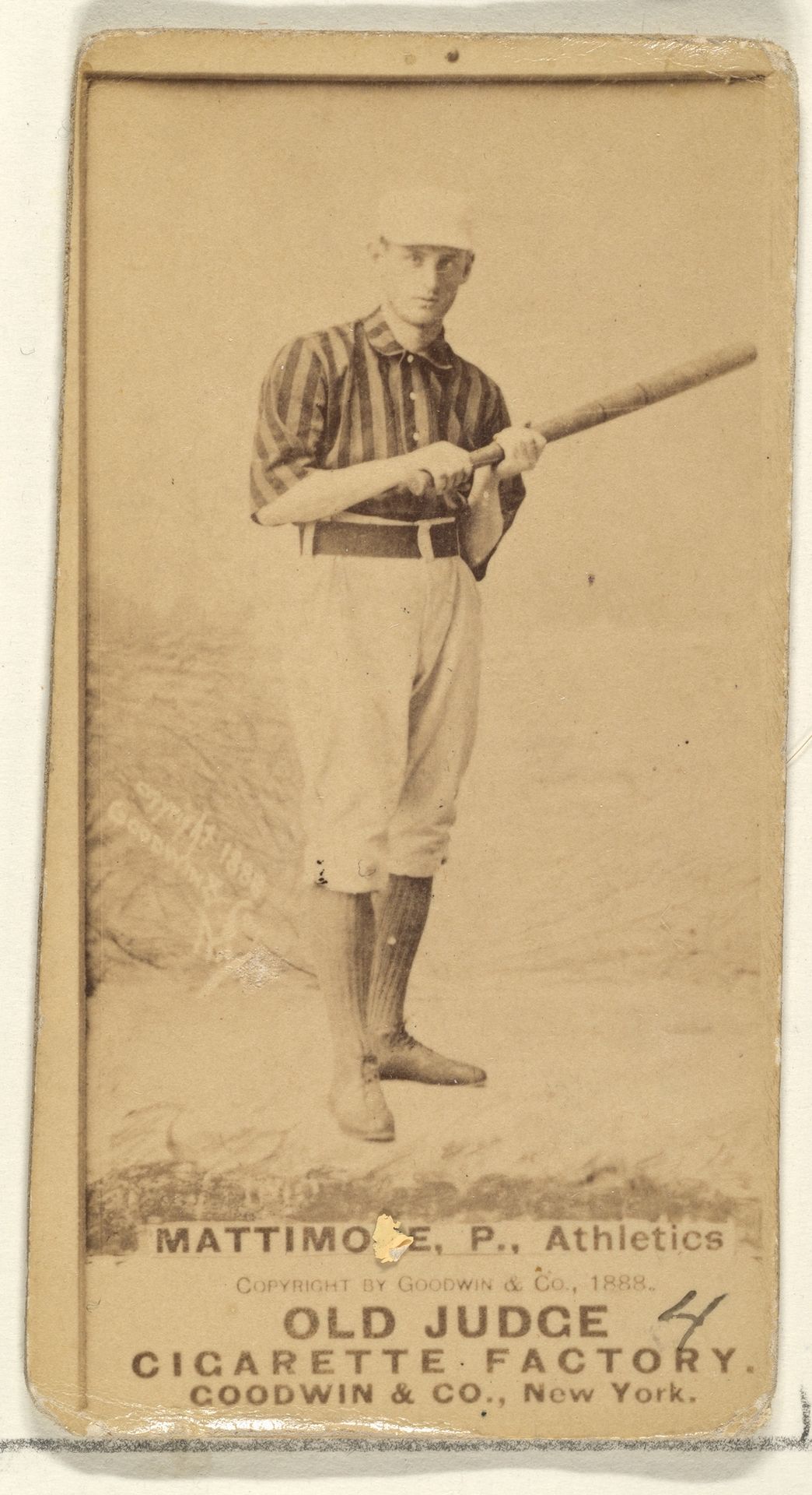 Mattimore, Pitcher, Philadelphia Athletics, from the Old Judge series (N172) for Old Judge Cigarettes by Goodwin & Company