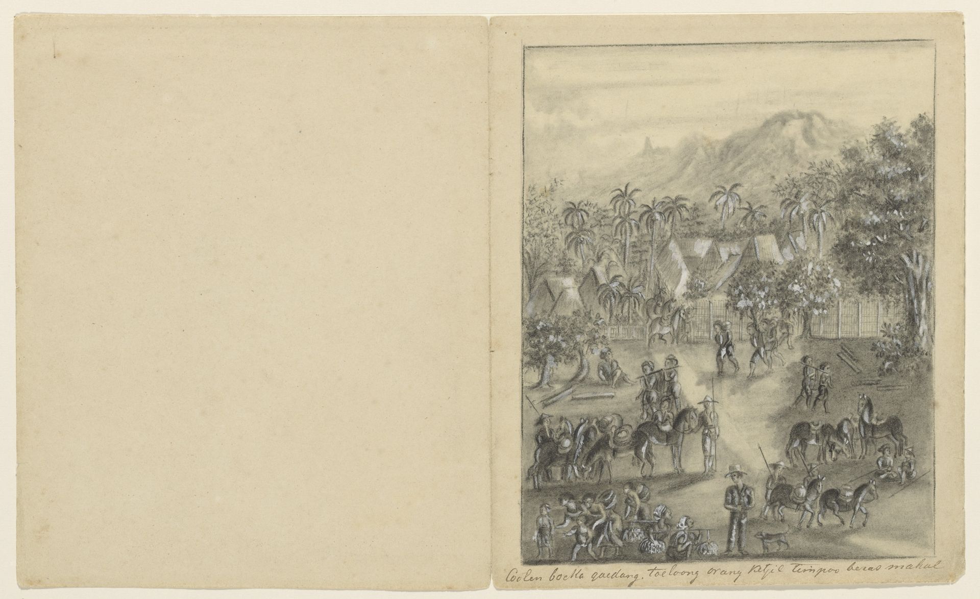 Coolen opent de voorraadschuur met rijst om de kleine man te helpen, ca. 1820-1850 by Anonymous