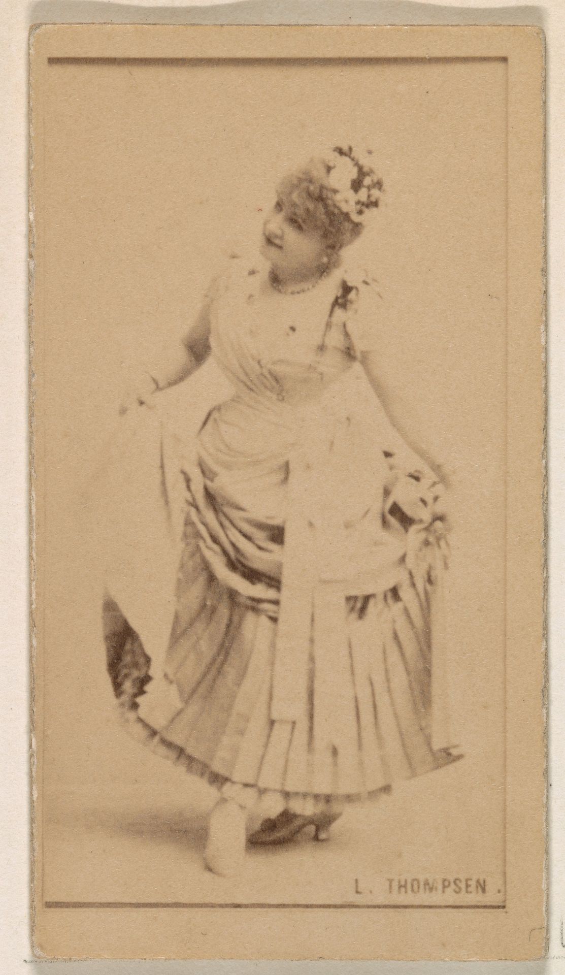 L. Thompsen, from the Actresses series (N245) issued by Kinney Brothers to promote Sweet Caporal Cigarettes by Kinney Brothers Tobacco Company