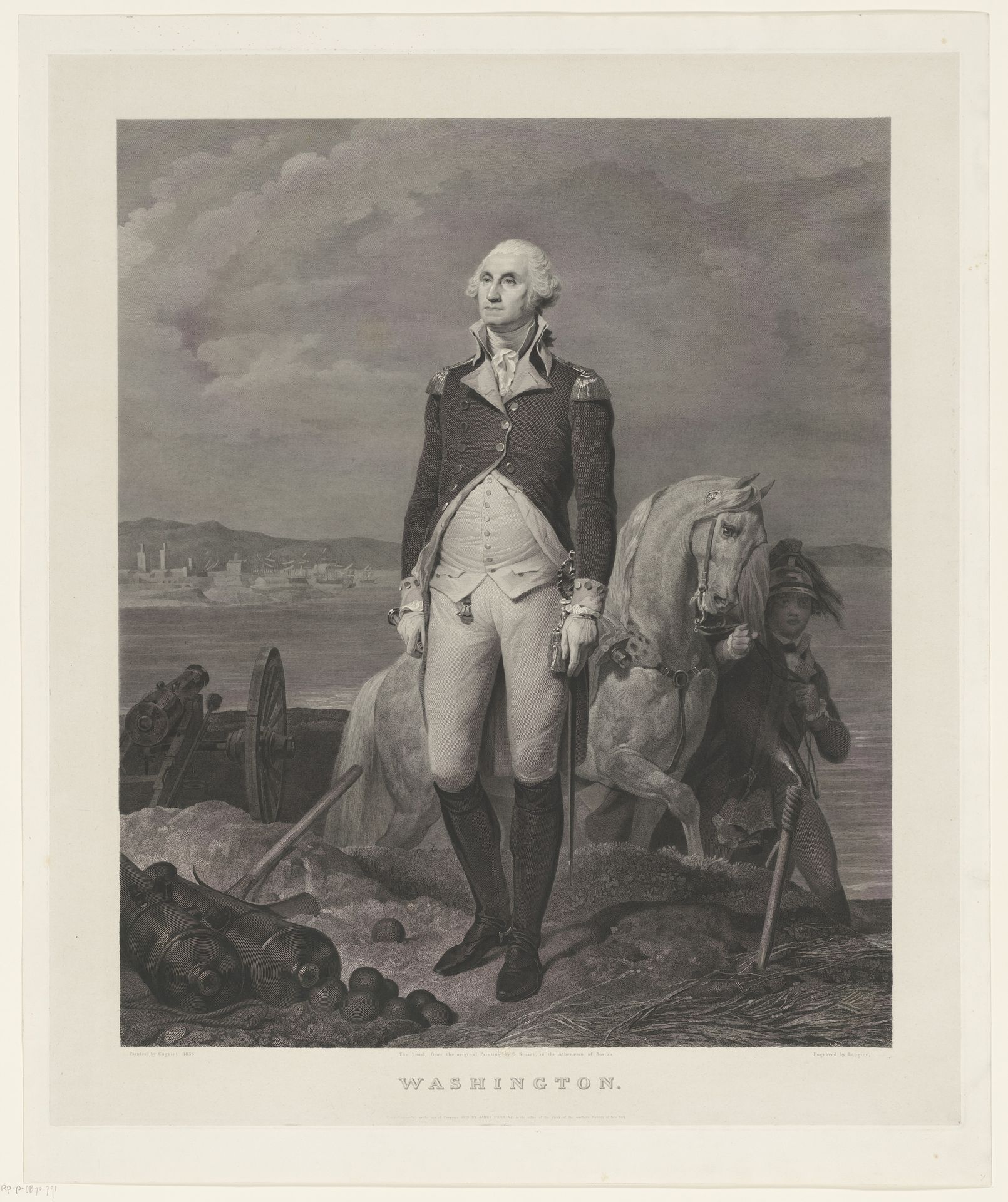 George Washington en een ruiter met zijn paard by Jean Nicolas Laugier