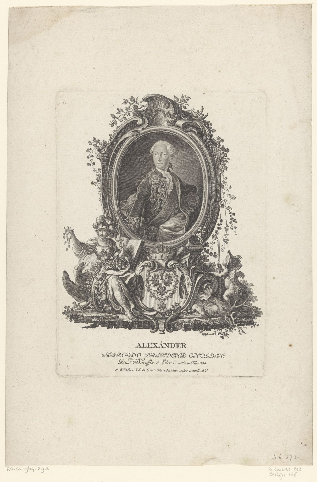 Portret van Karel Alexander van Brandenburg-Ansbach by Johann Esaias Nilson