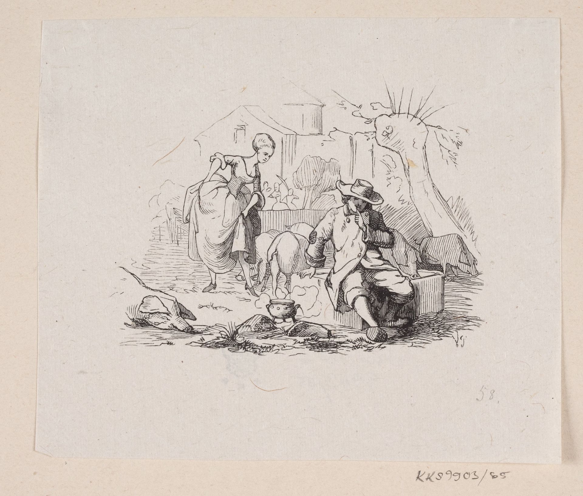 Illustration til "Svinedrengen" i H.C. Andersen, "Eventyr og Historier", Bind 1 by H.P. Hansen