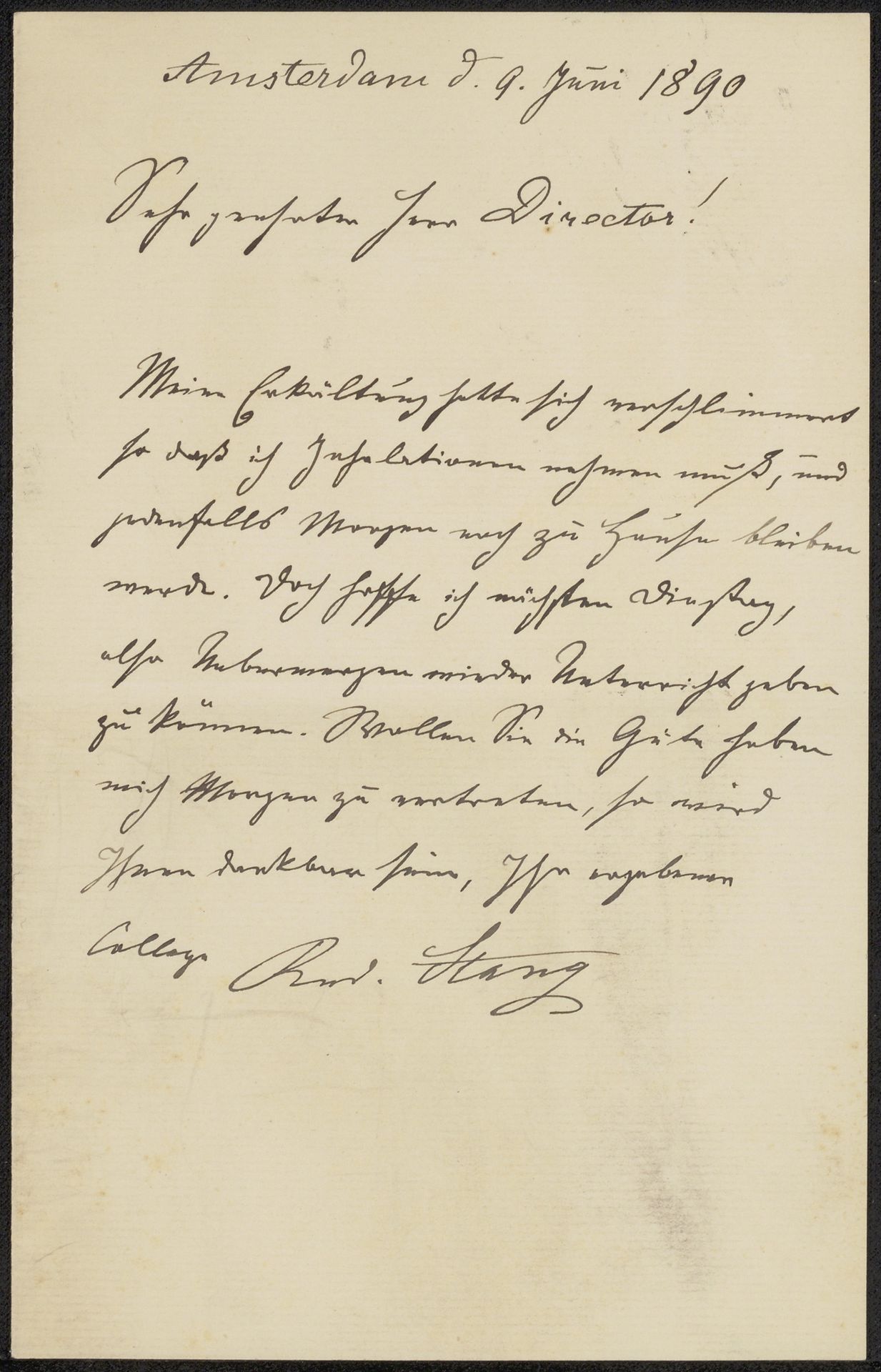 Brief aan August Allebé by Rudolf Stang
