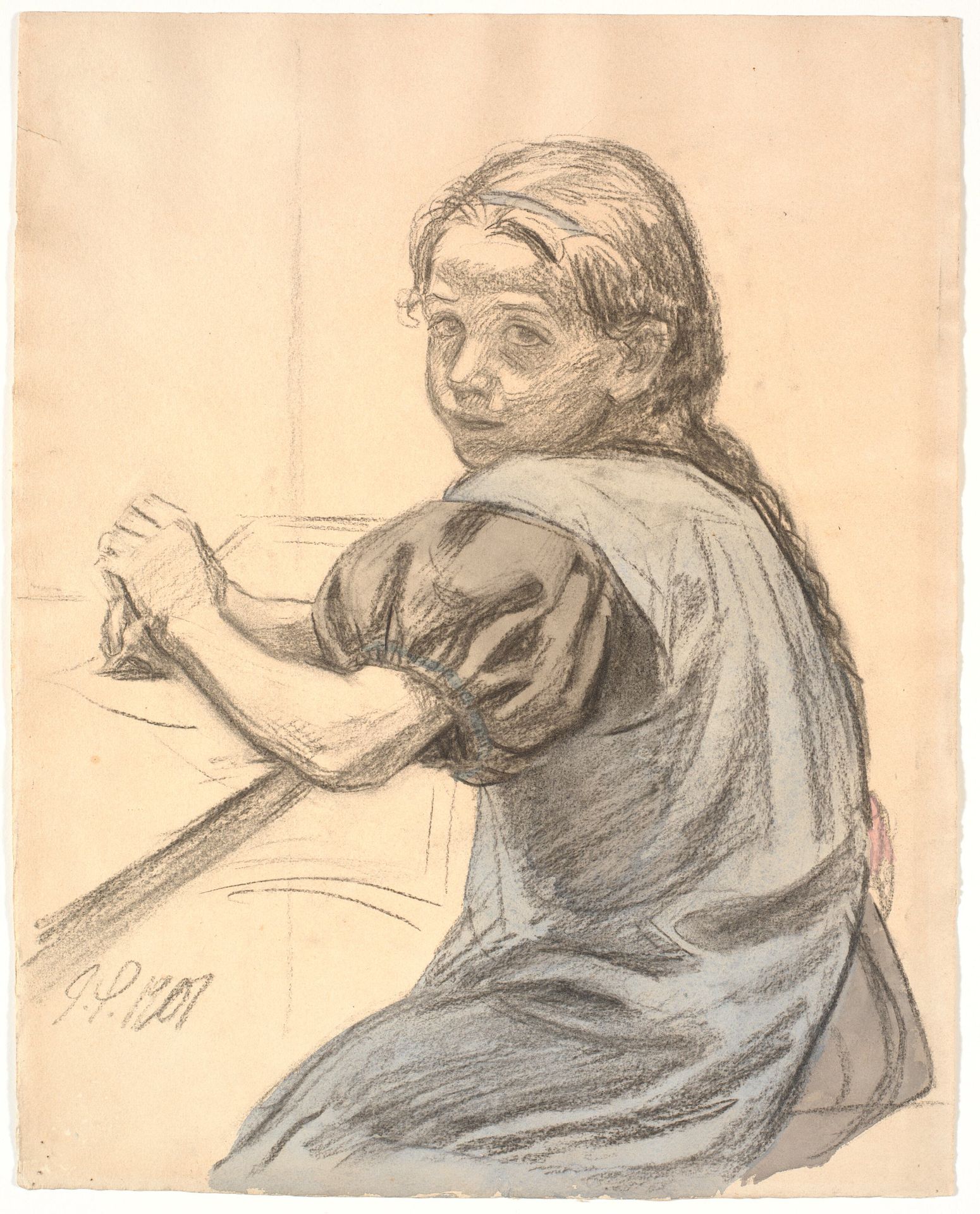 Georgia Skovgaard siddende ved et bord by Joakim Skovgaard