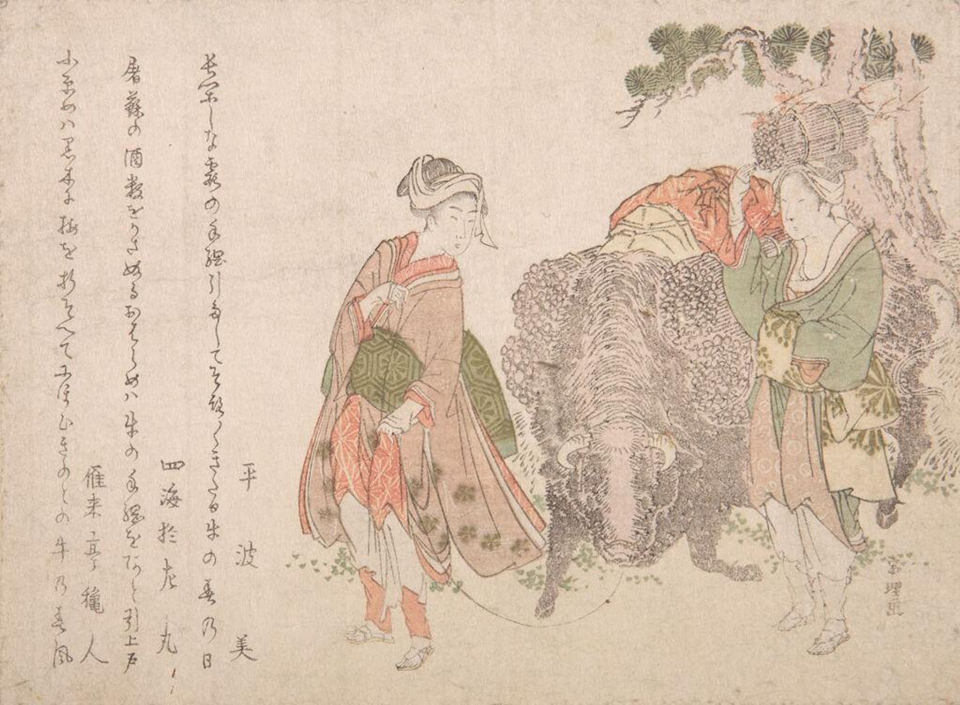 Oharame and Ox by Tawaraya Sōri