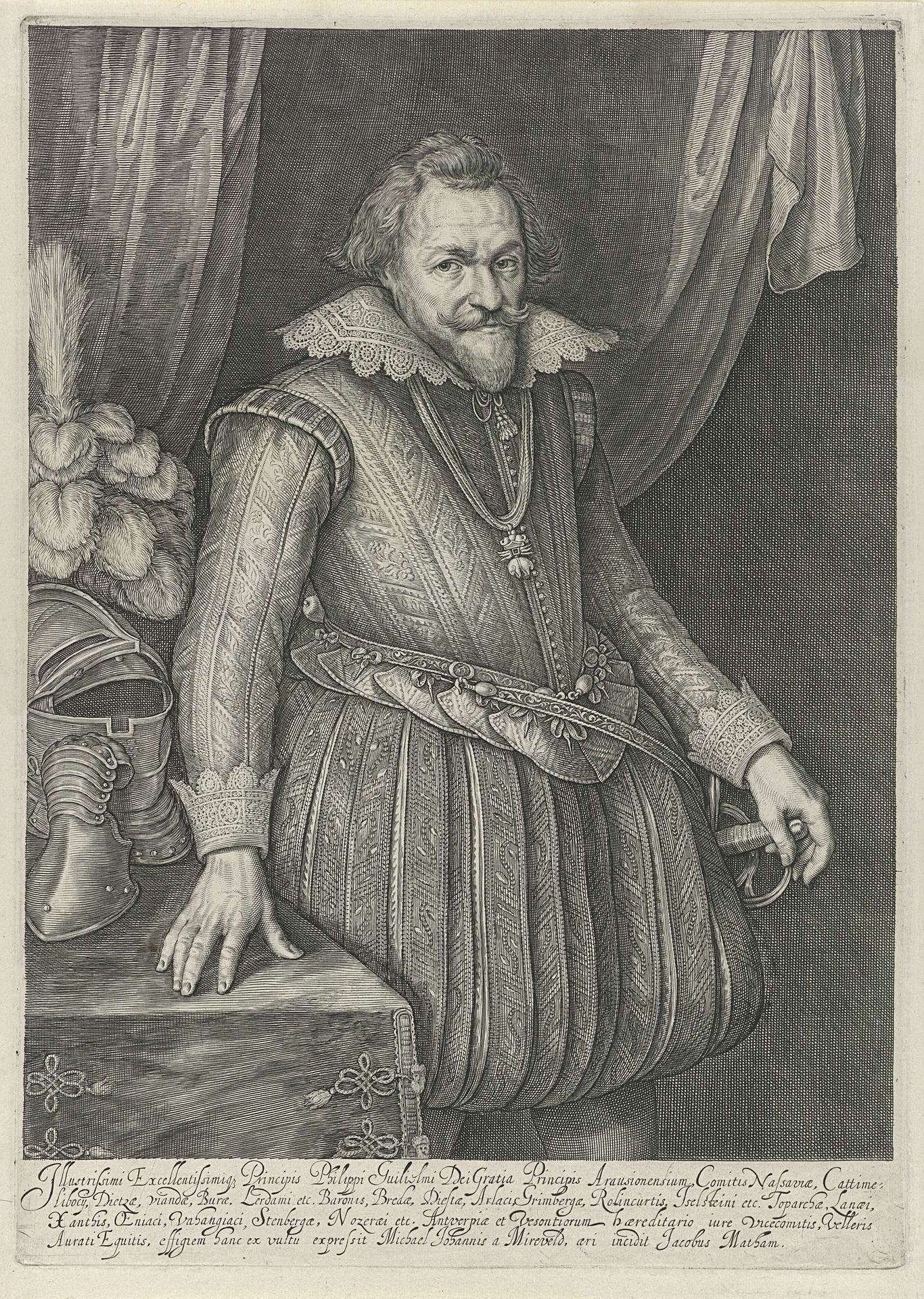 Portret van Filips Willem, prins van Oranje by Jacob Matham